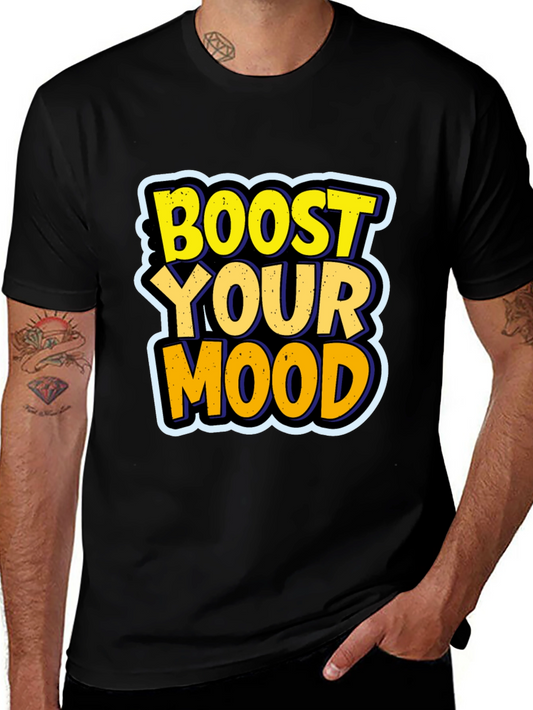Boost Your Mood Graphic Tee -  Comfortable Black T-Shirt