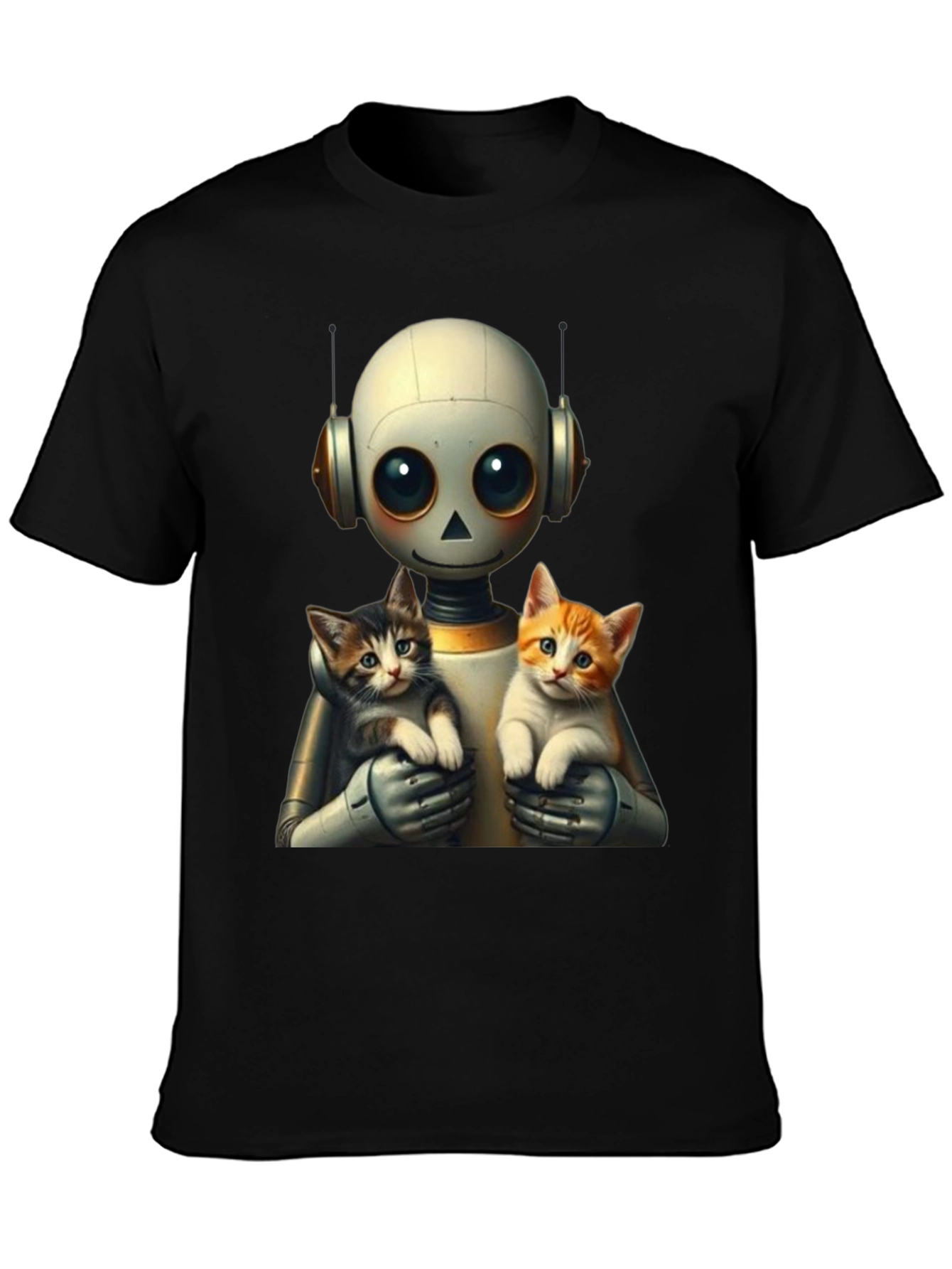 Robot Holding Cats Graphic T-Shirt