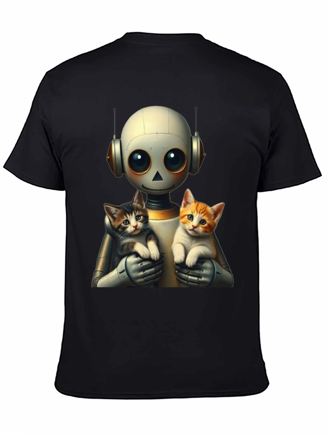Robot Holding Cats Graphic T-Shirt