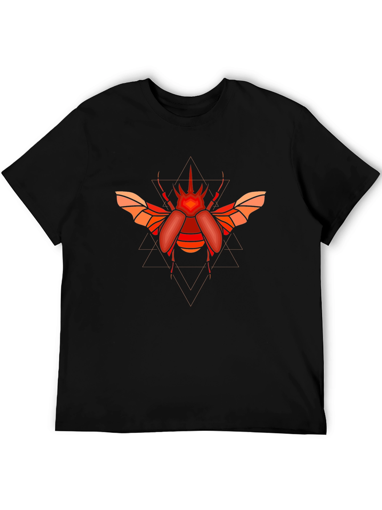 Geometric Beetle Graphic T-Shirt - Black