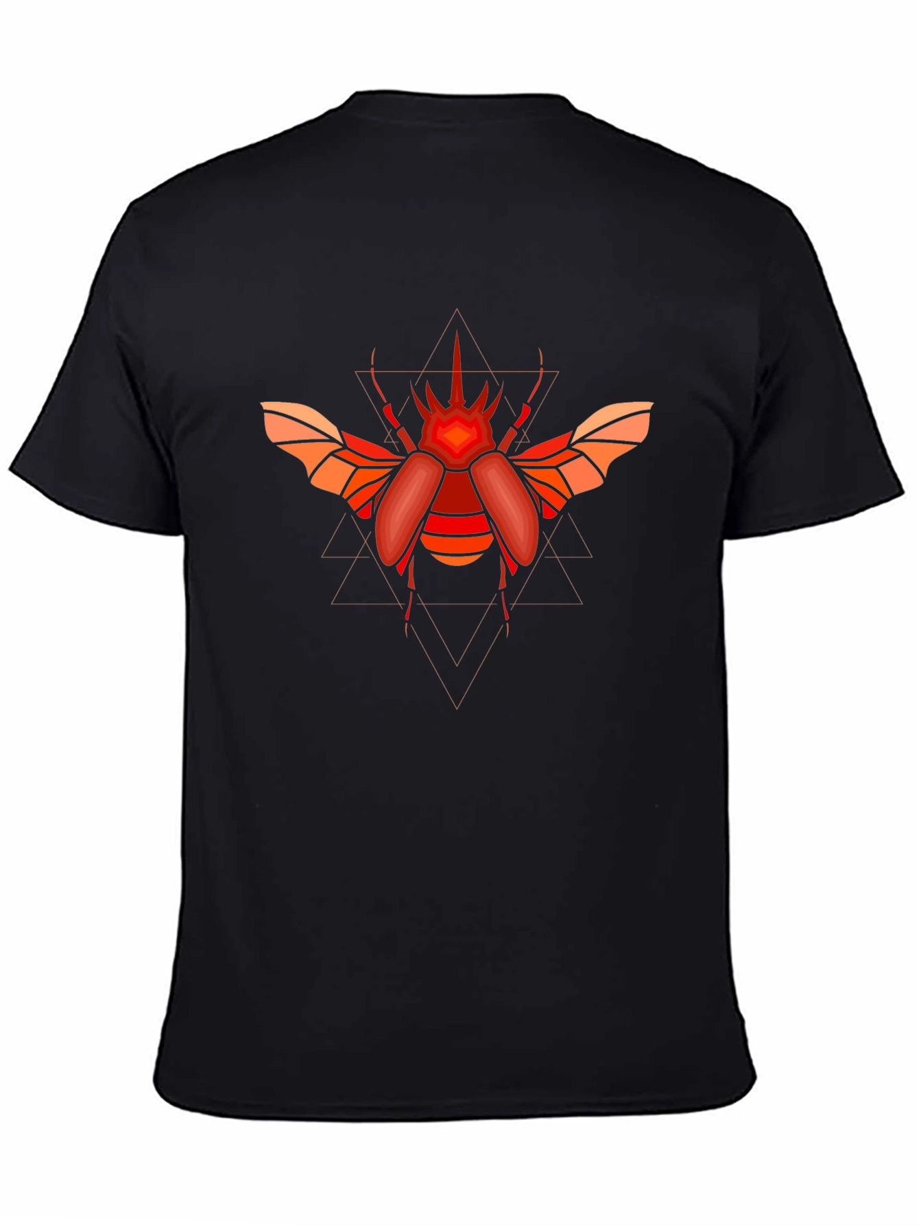 Geometric Beetle Graphic T-Shirt - Black