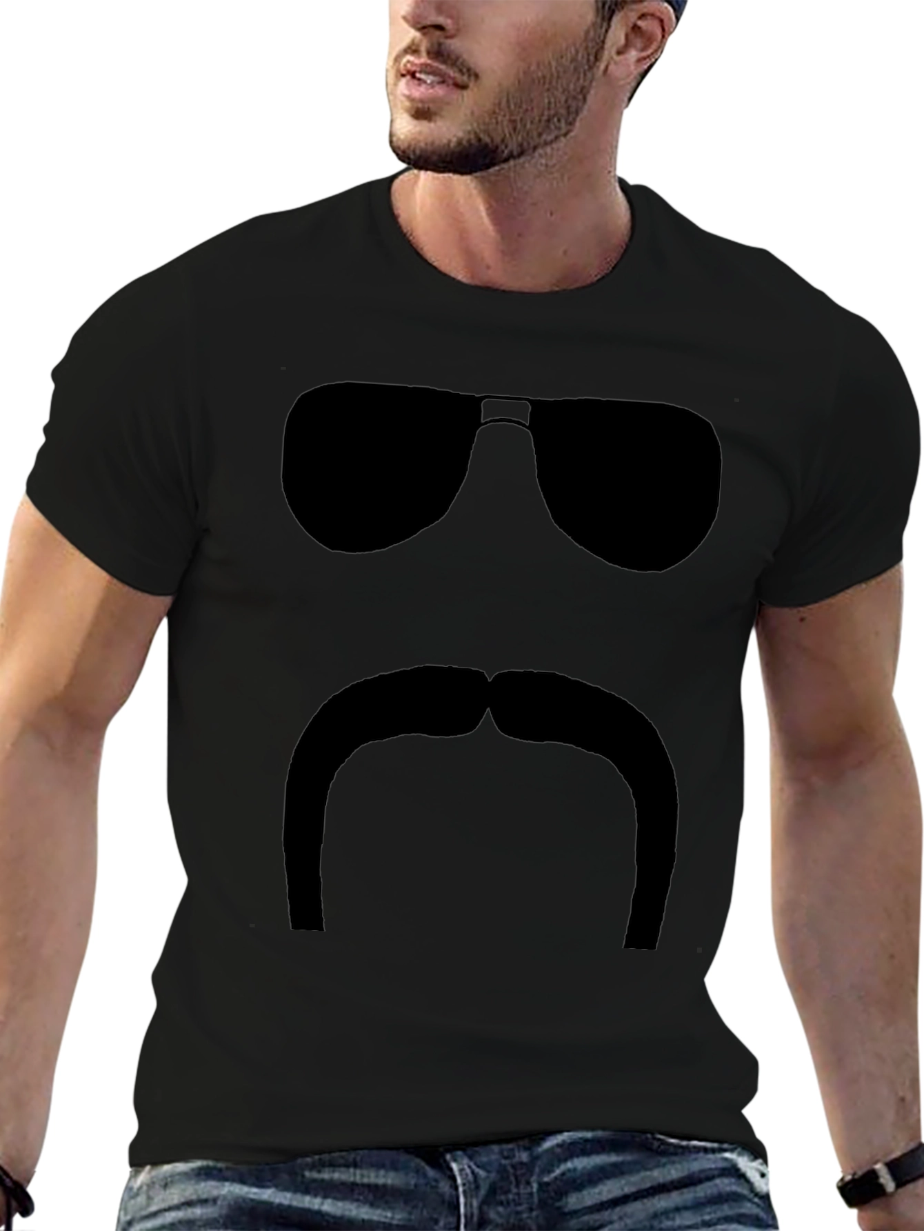 Funny Silhouette T-Shirt - Sunglasses and Mustache