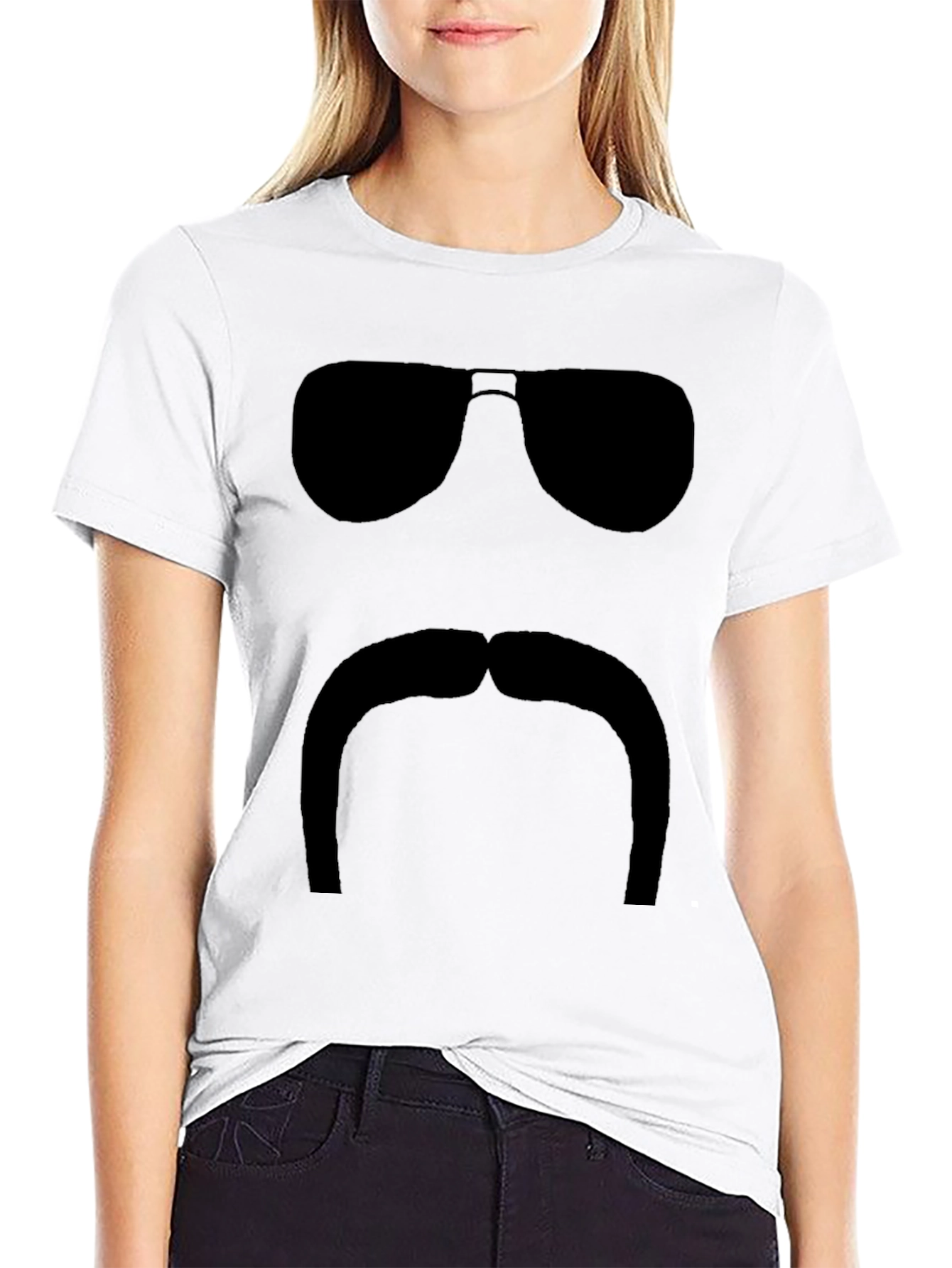 Funny Silhouette T-Shirt - Sunglasses and Mustache