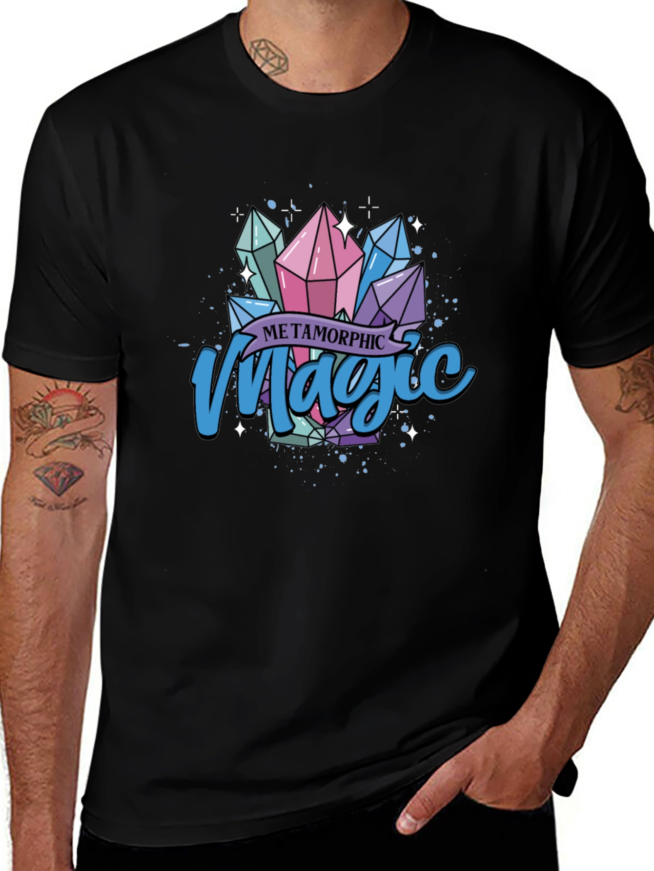 Metamorphic Magic Crystal Graphic Tee - Black