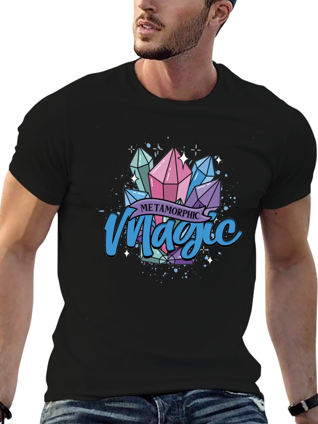 Metamorphic Magic Crystal Graphic Tee - Black