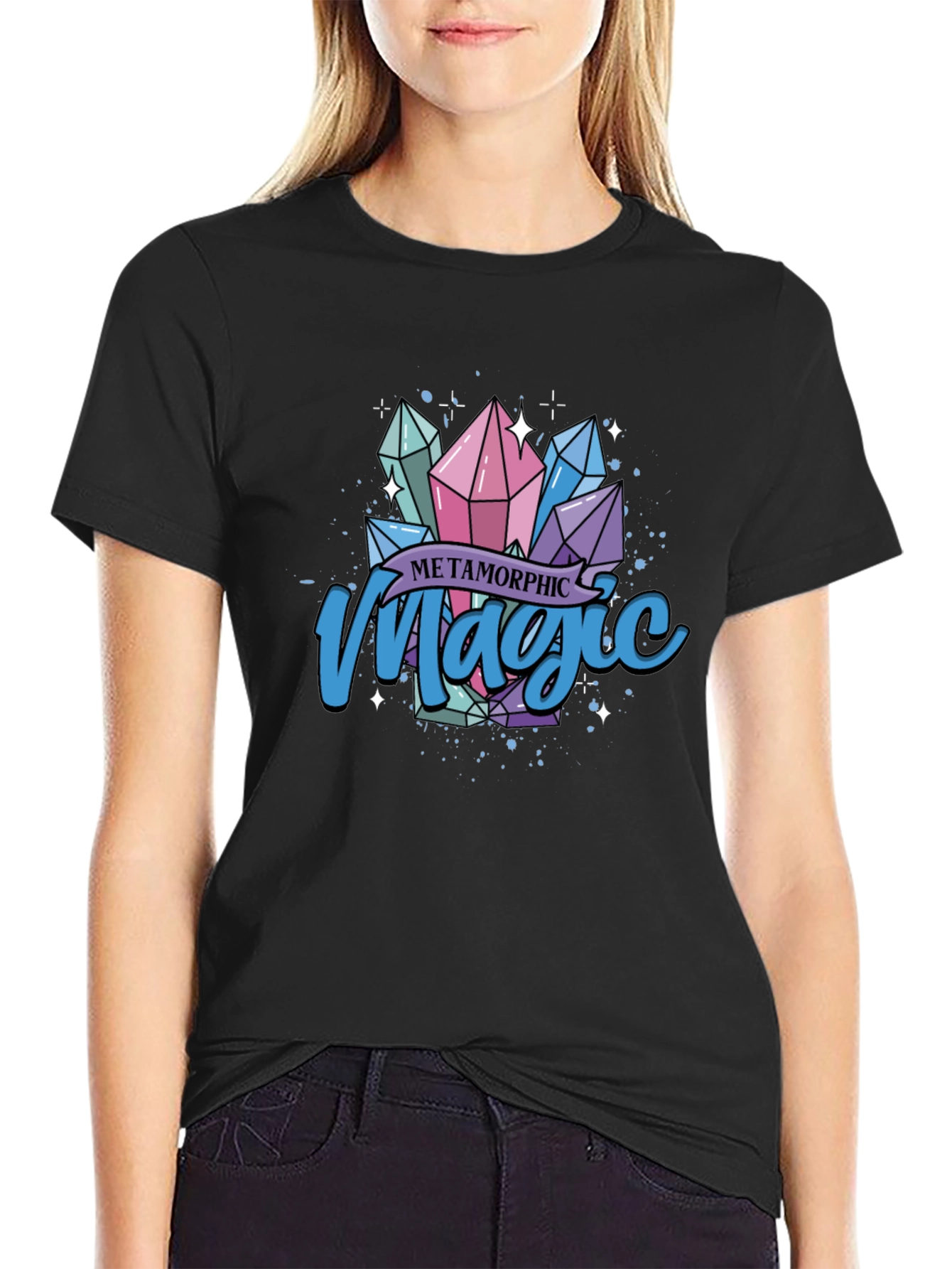 Metamorphic Magic Crystal Graphic Tee - Black