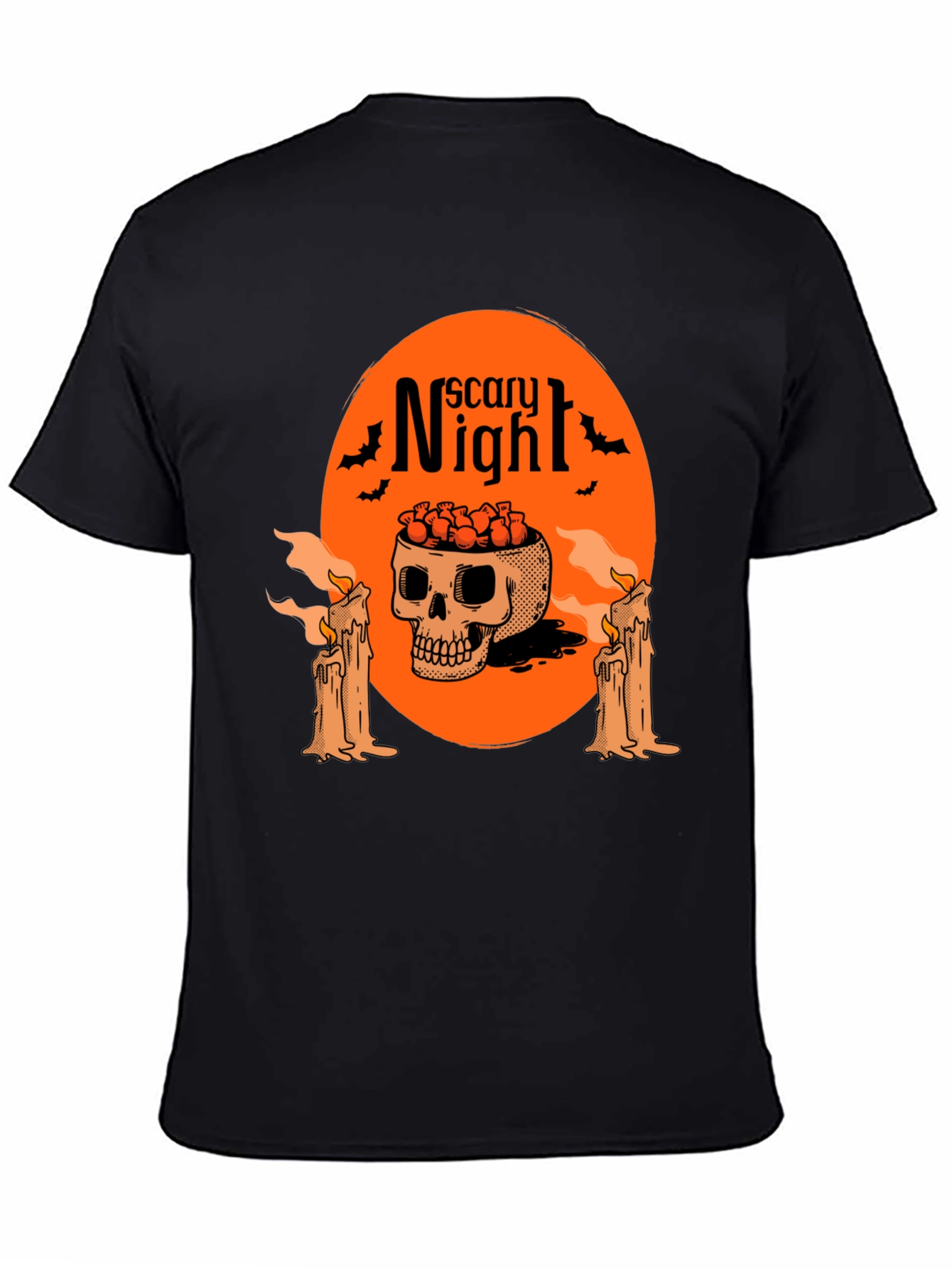 Scary Night Skull Graphic Tee - Halloween Style