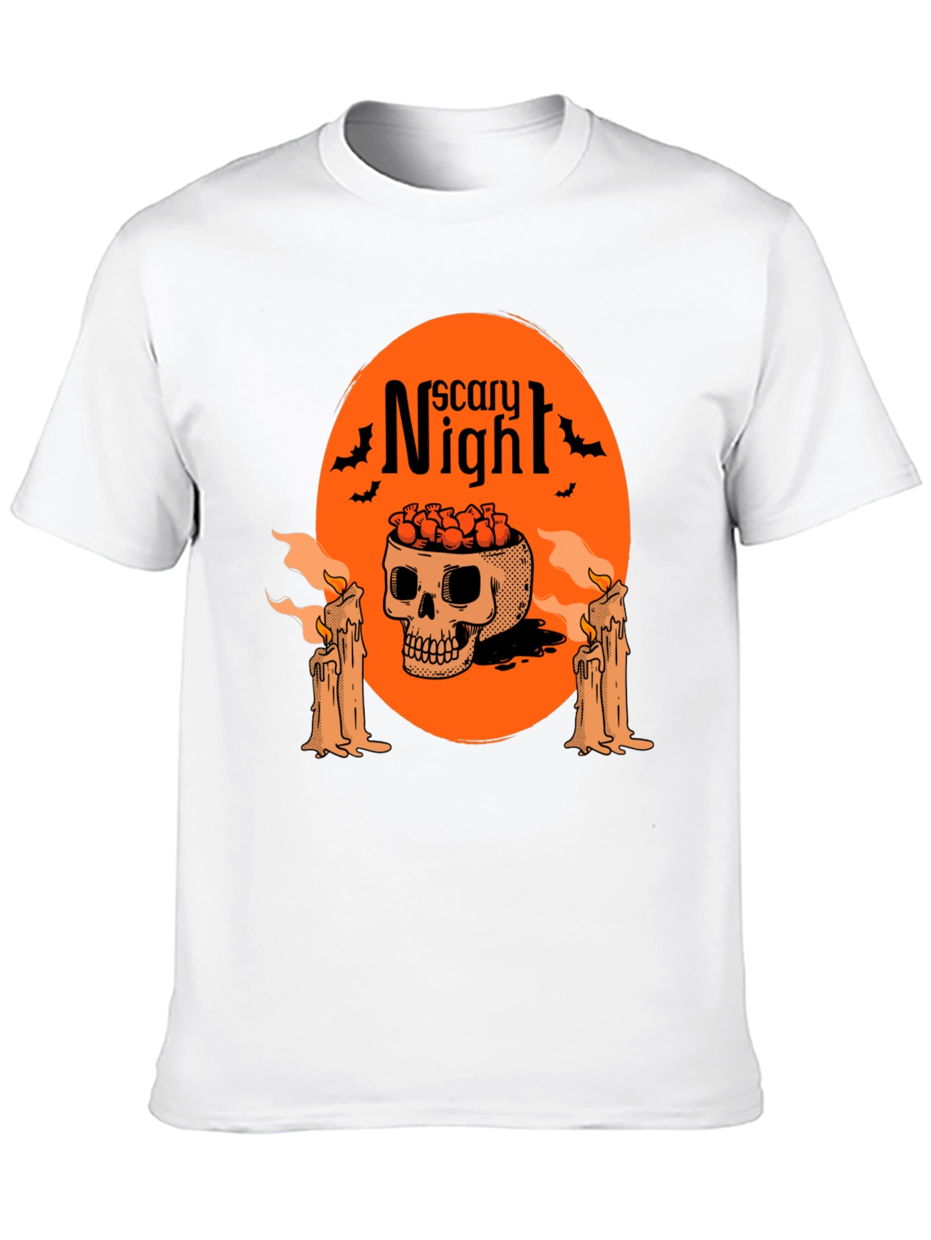 Scary Night Skull Graphic Tee - Halloween Style