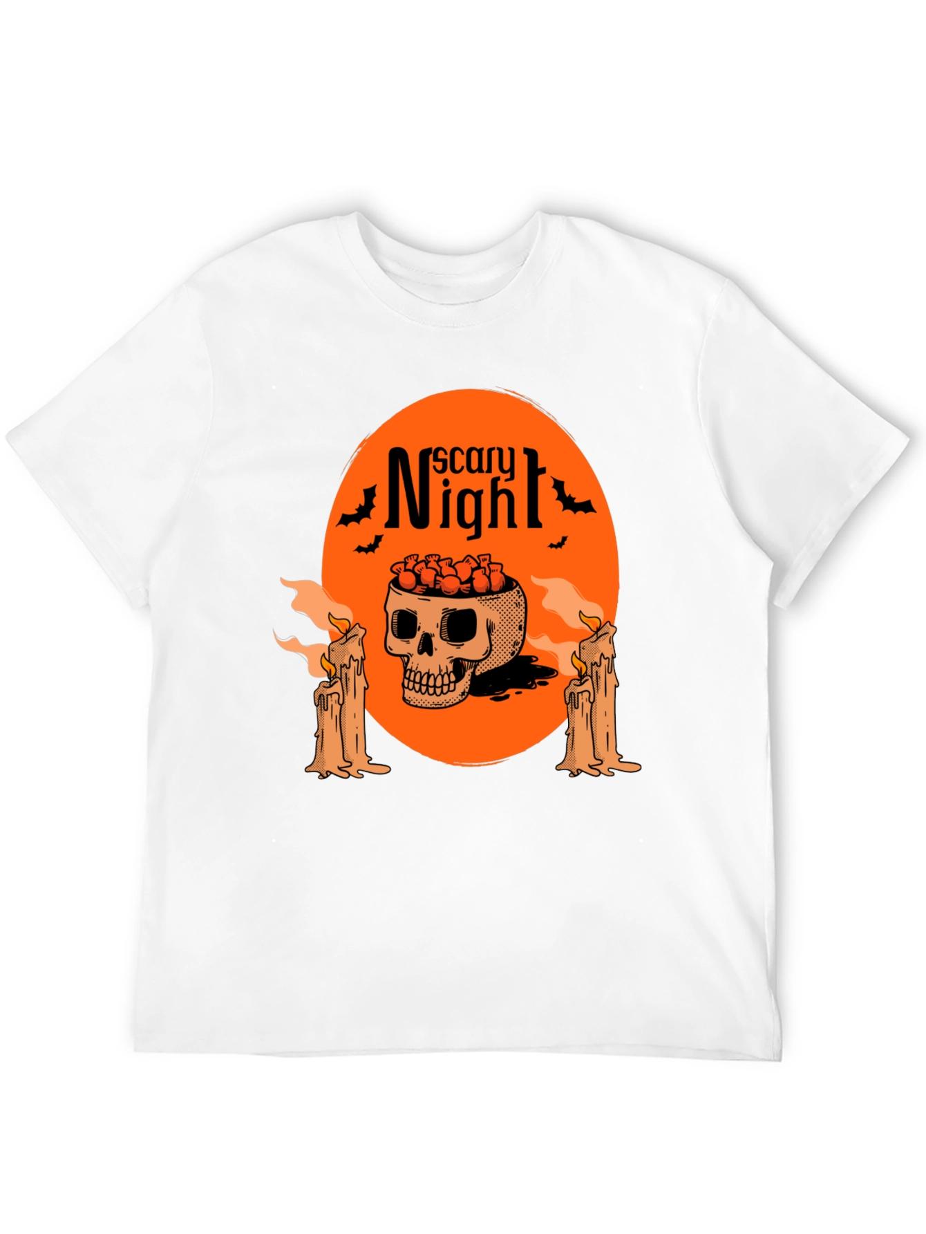 Scary Night Skull Graphic Tee - Halloween Style