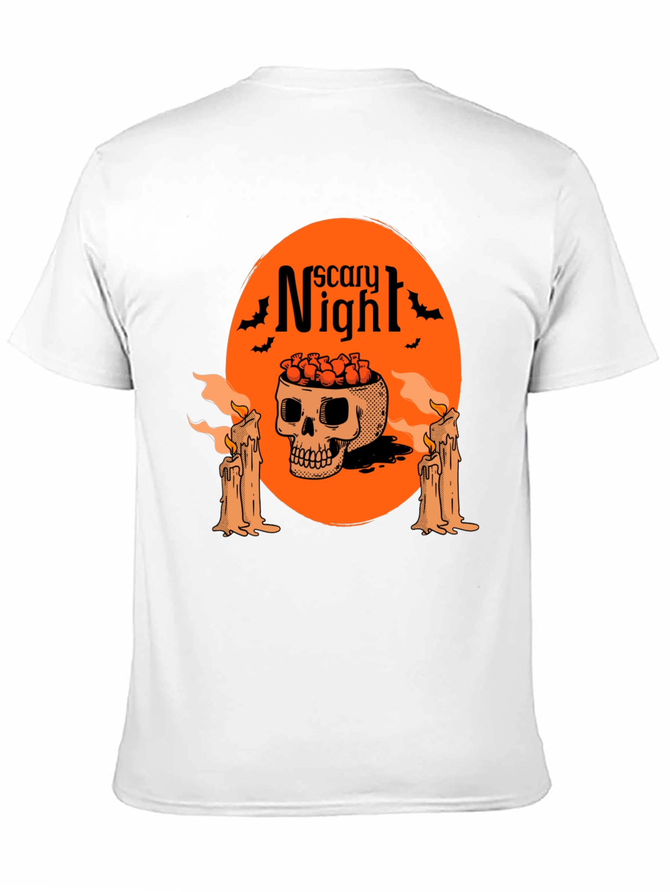 Scary Night Skull Graphic Tee - Halloween Style