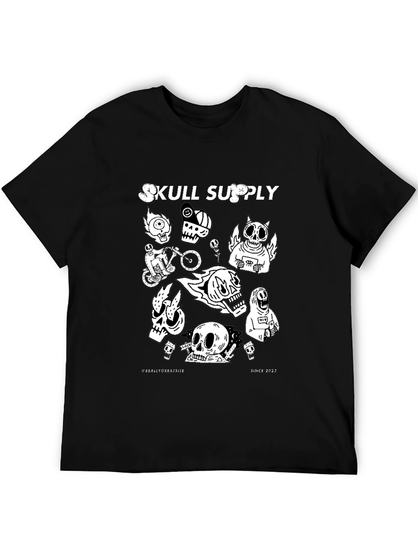 Skull Supply Graphic Print Black T-Shirt