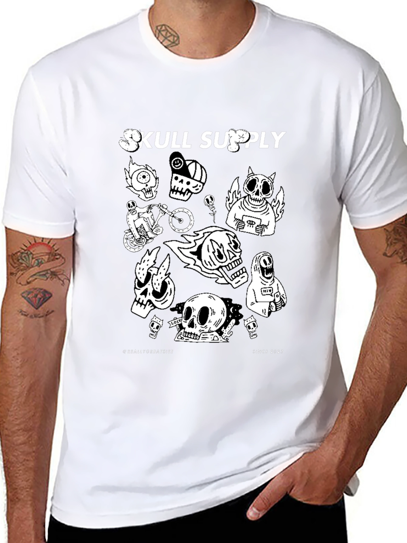 Skull Supply Graphic Print Black T-Shirt