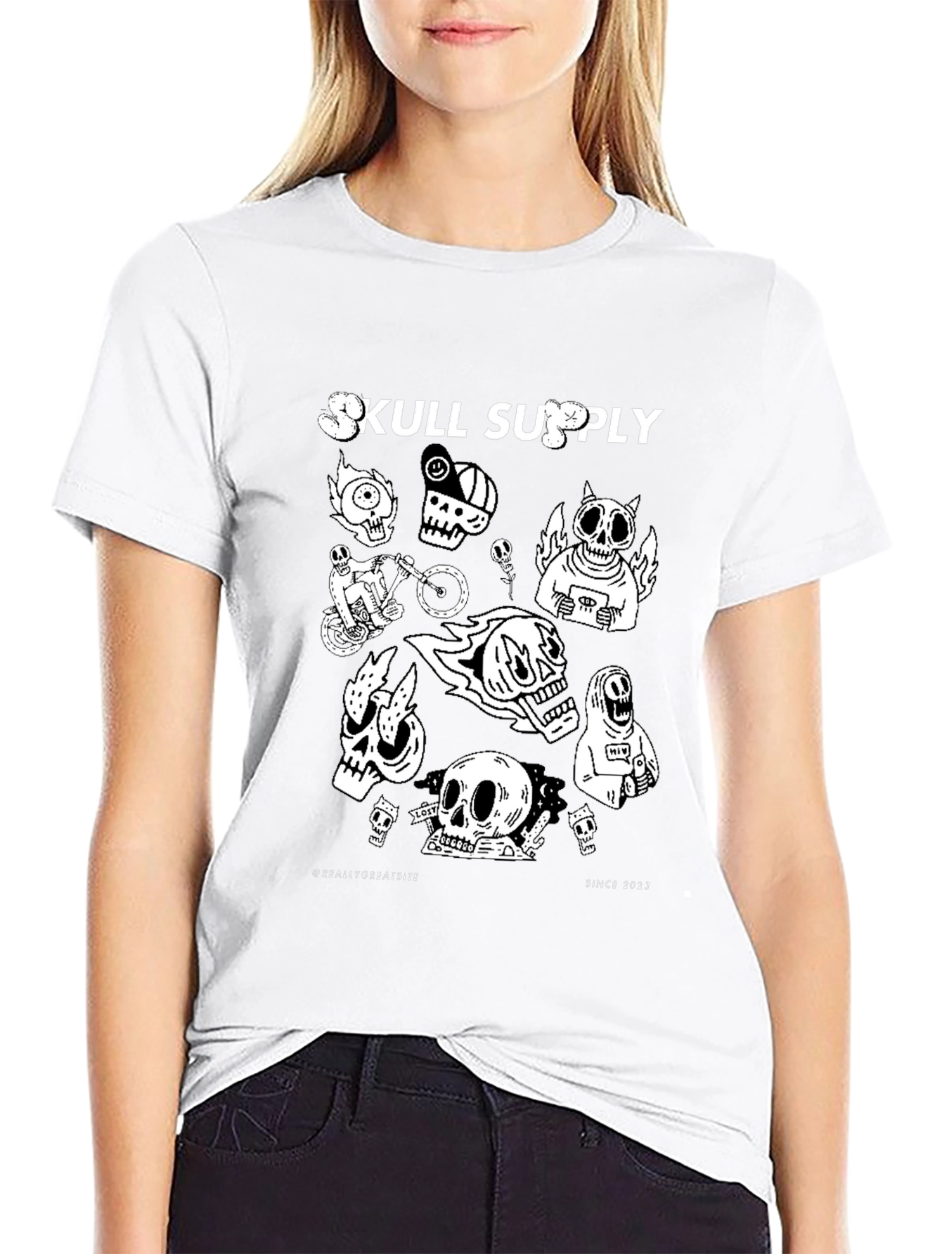 Skull Supply Graphic Print Black T-Shirt