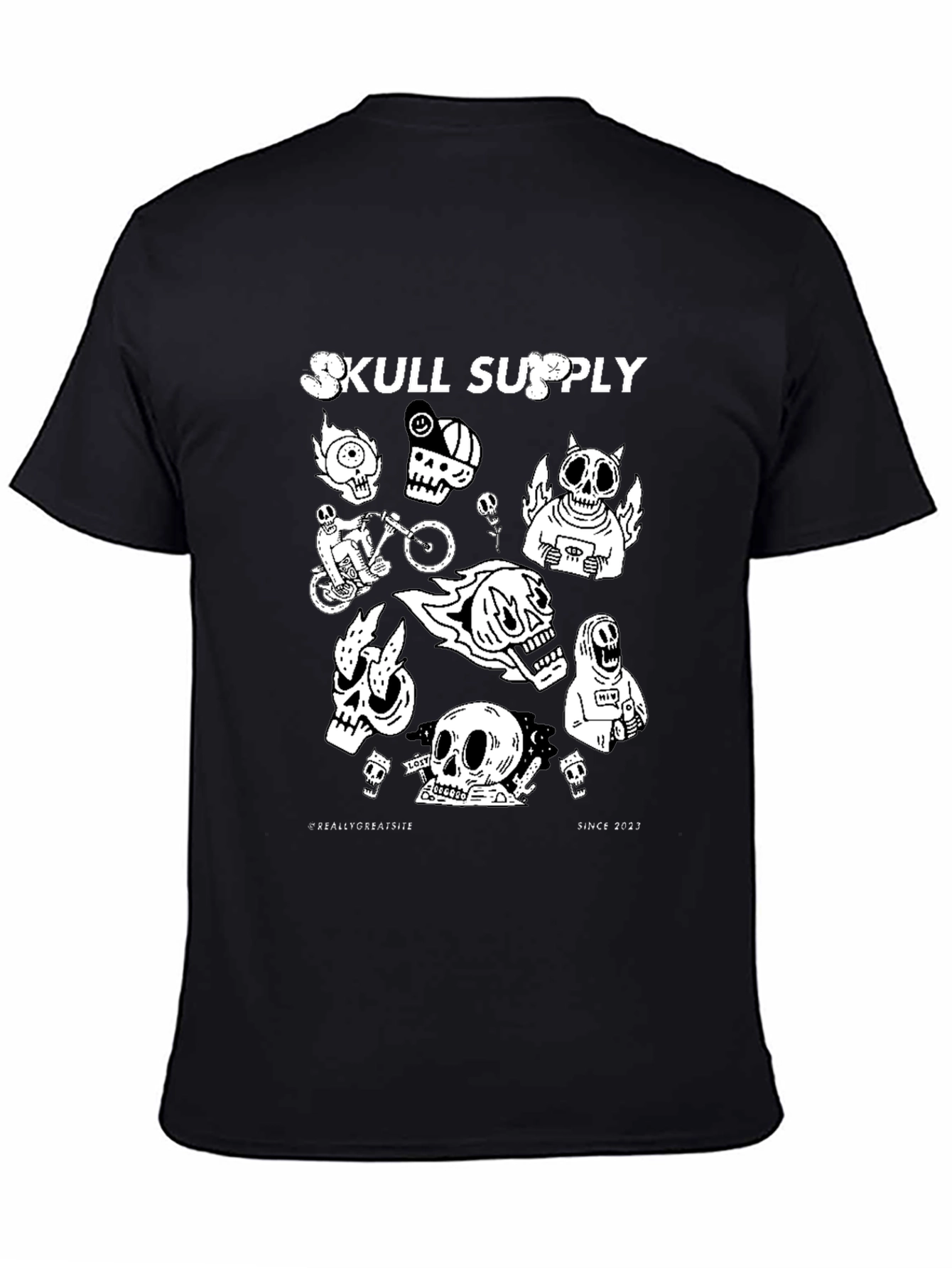Skull Supply Graphic Print Black T-Shirt