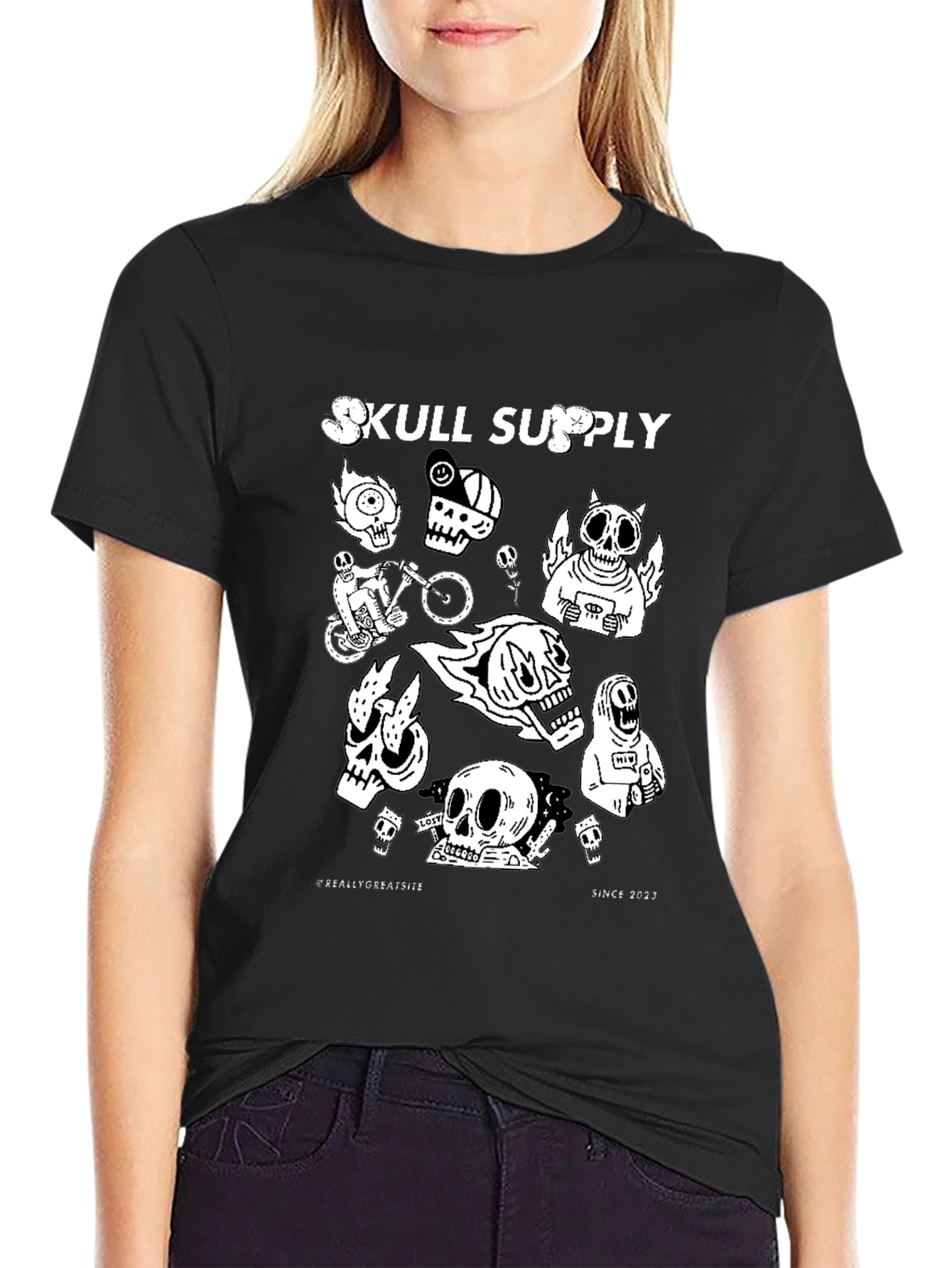 Skull Supply Graphic Print Black T-Shirt