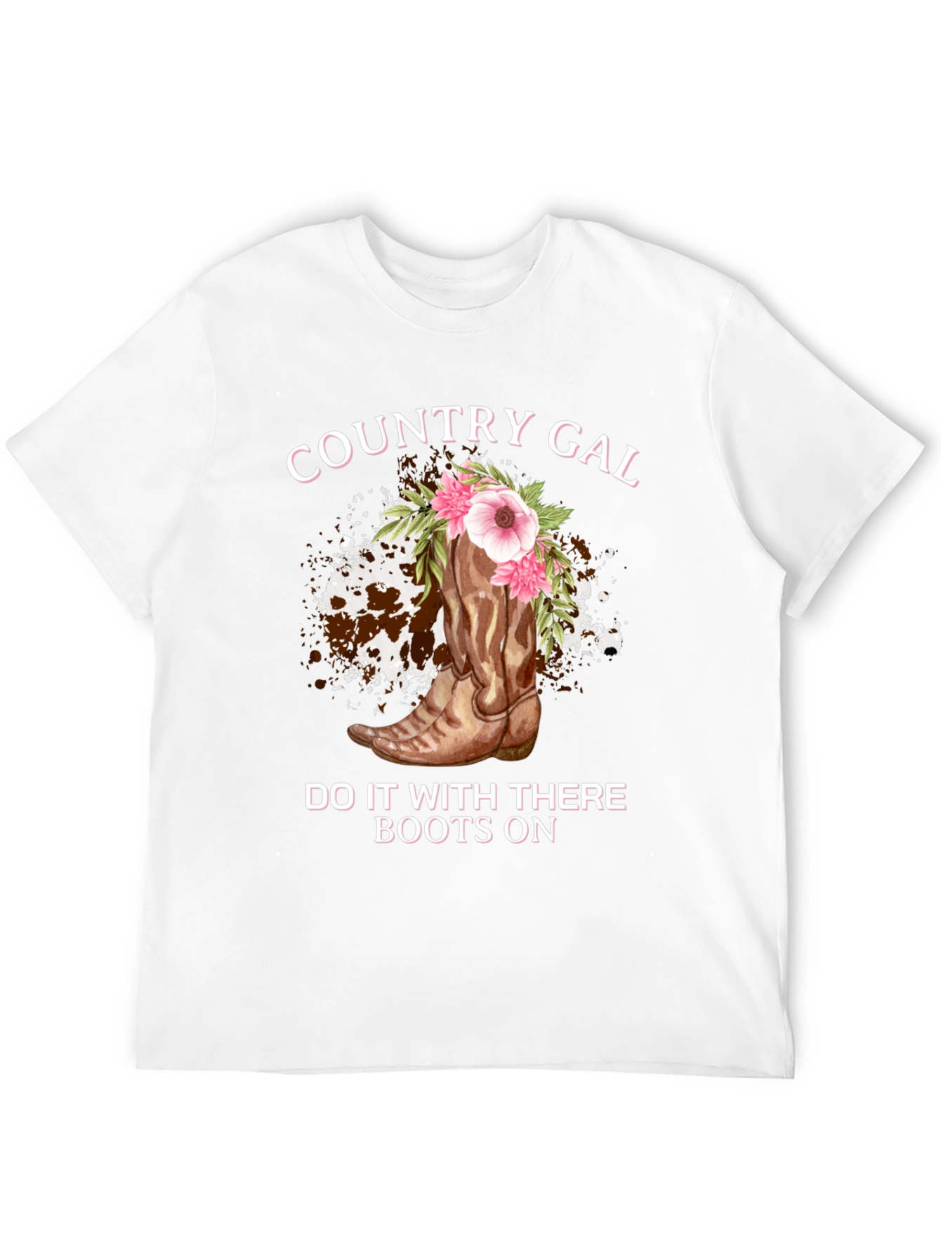 Country Gal Boots On Black T-Shirt