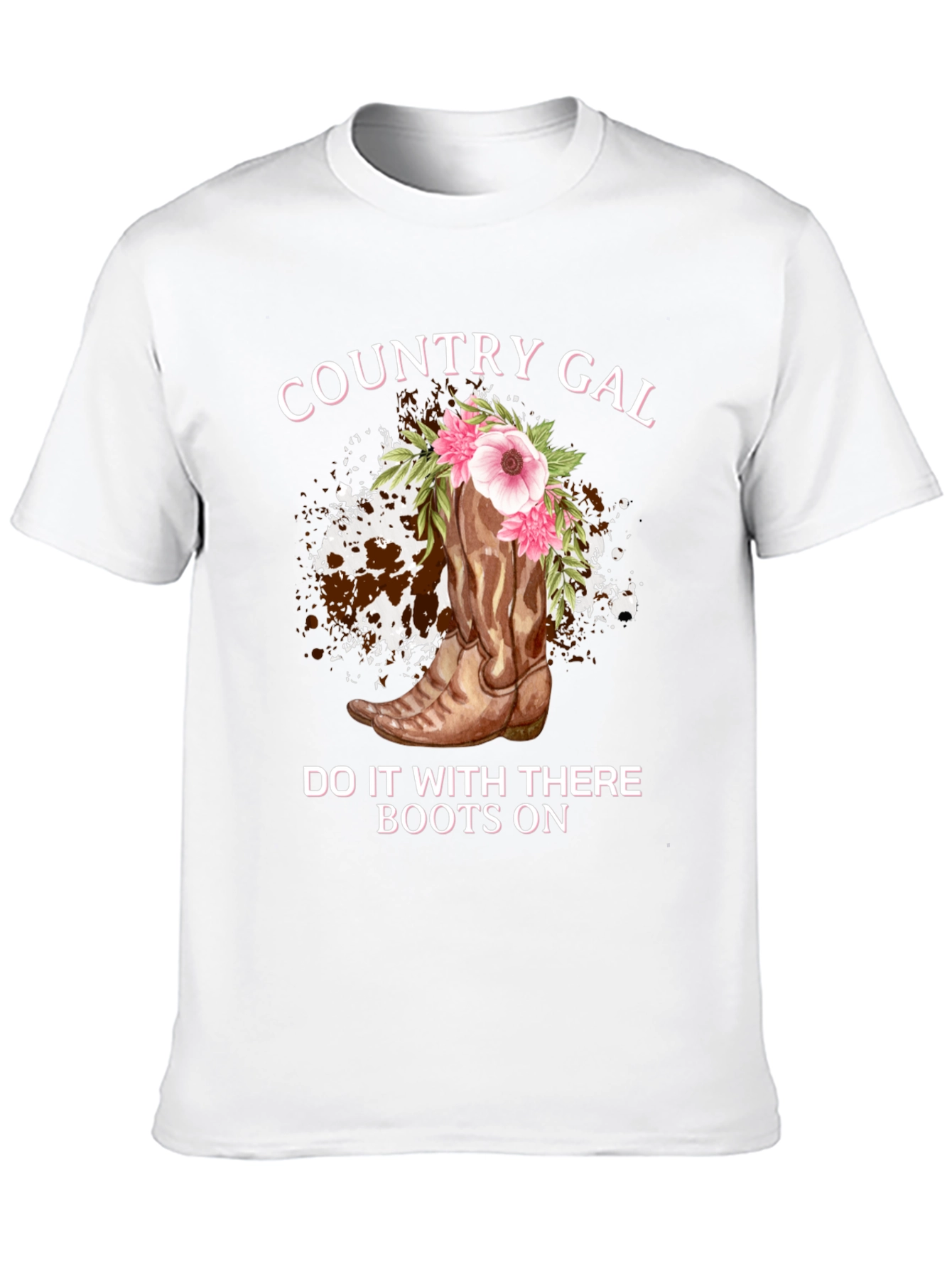 Country Gal Boots On Black T-Shirt