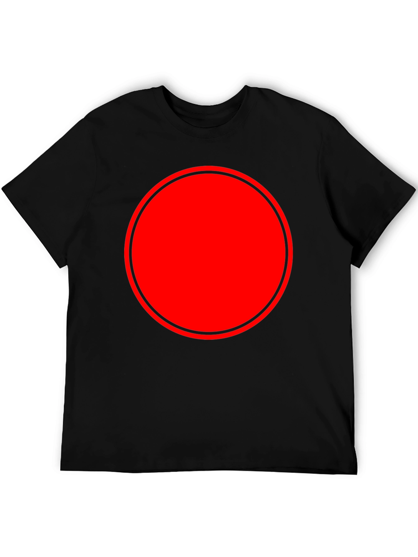 Modern Red Circle Graphic Black T-Shirt