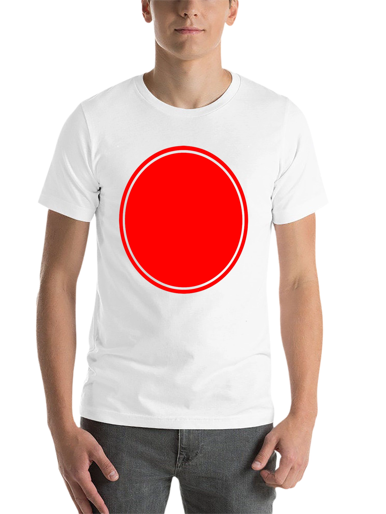 Modern Red Circle Graphic Black T-Shirt