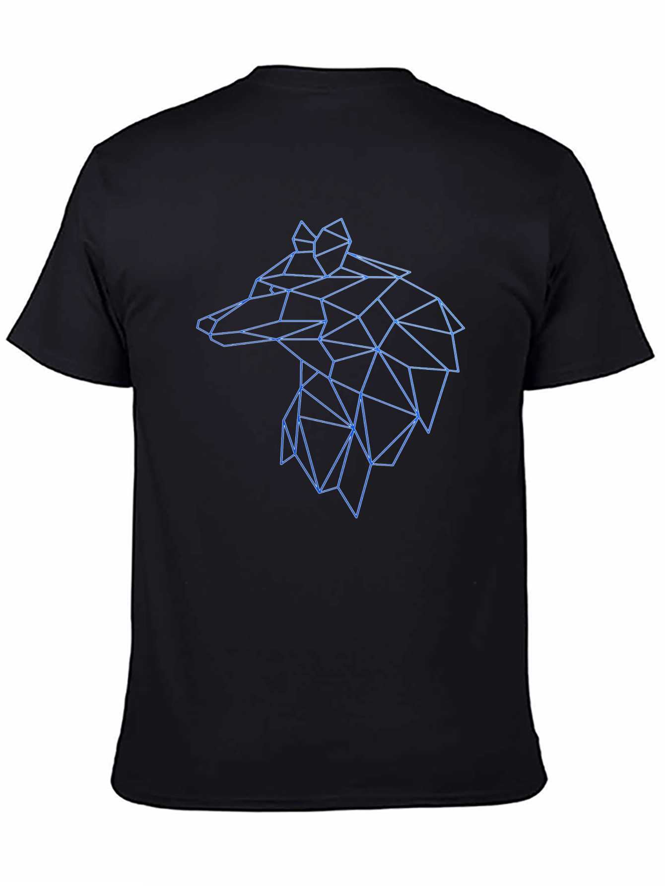 Geometric Wolf Head Graphic Black Tee