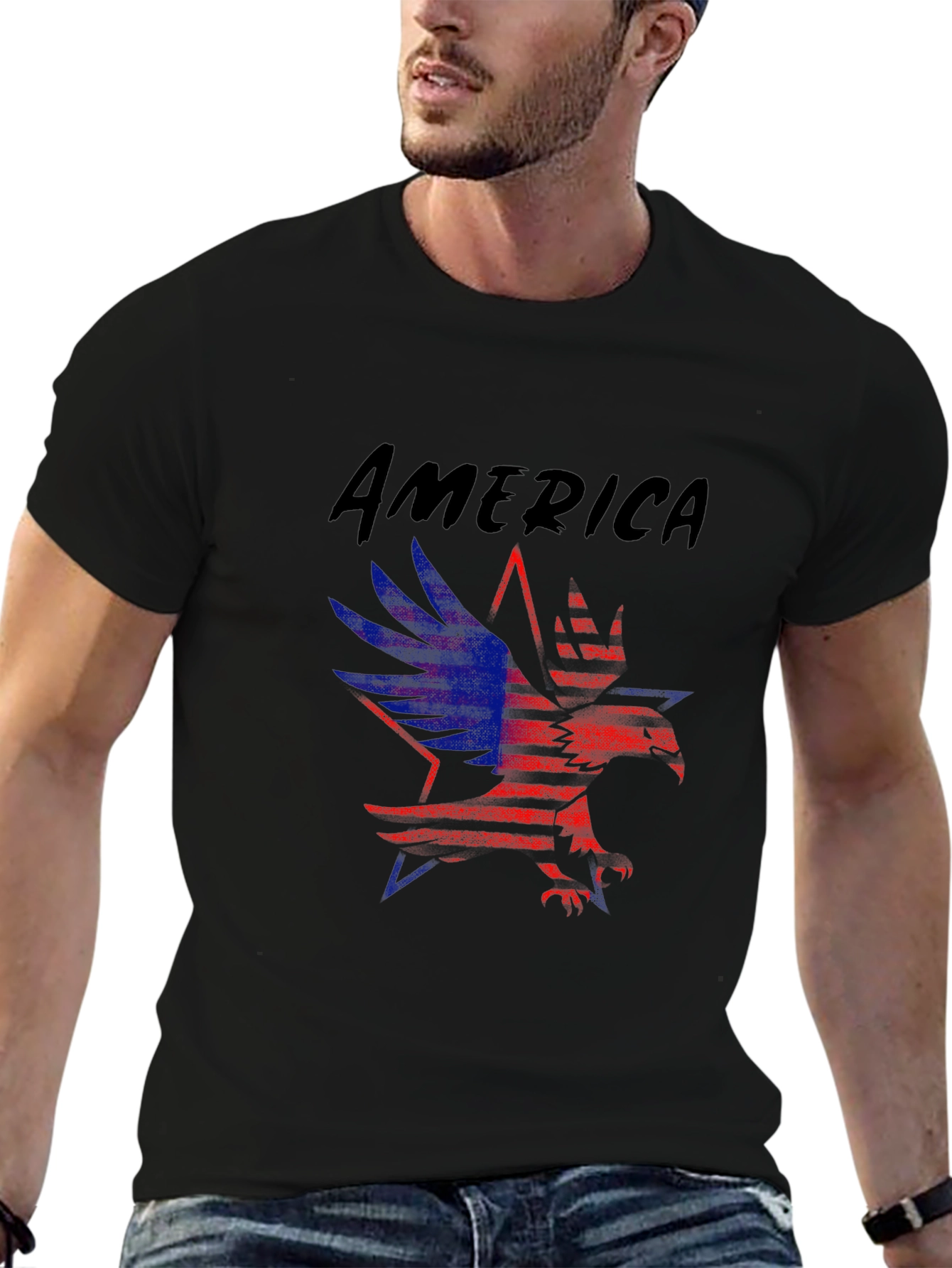 Patriotic America Eagle Graphic T-Shirt