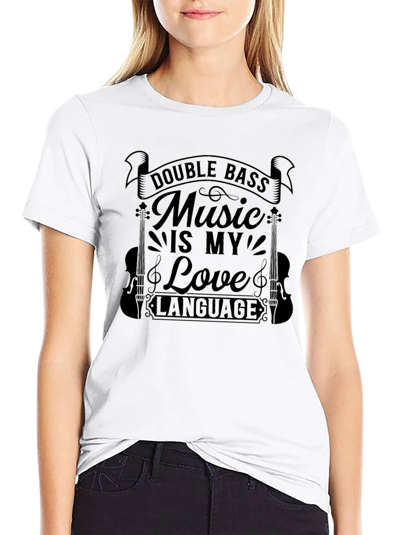 Double Bass Music is My Love Language Graphic Tee