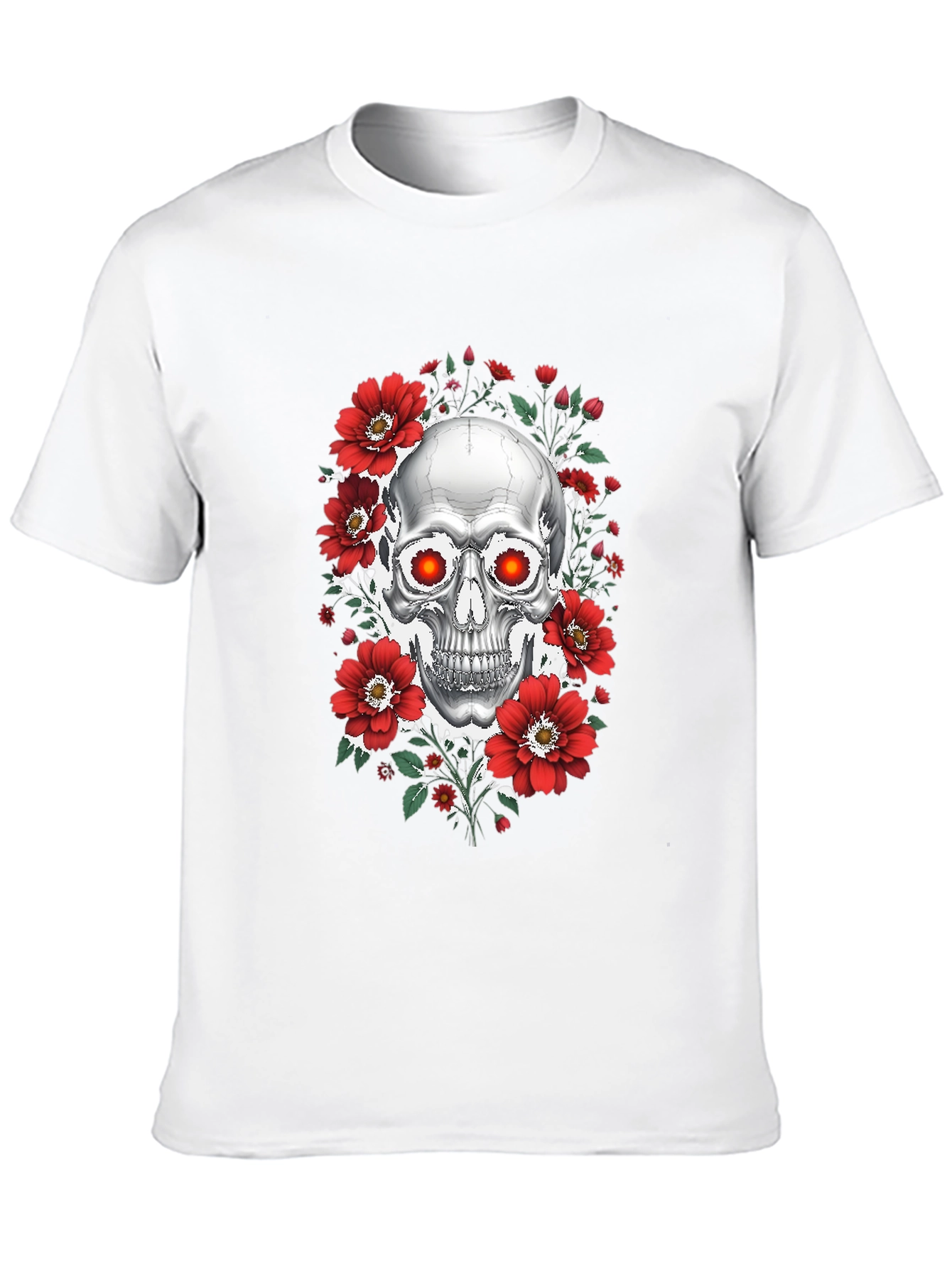 Skull & Roses Graphic T-Shirt - Dark Aesthetic