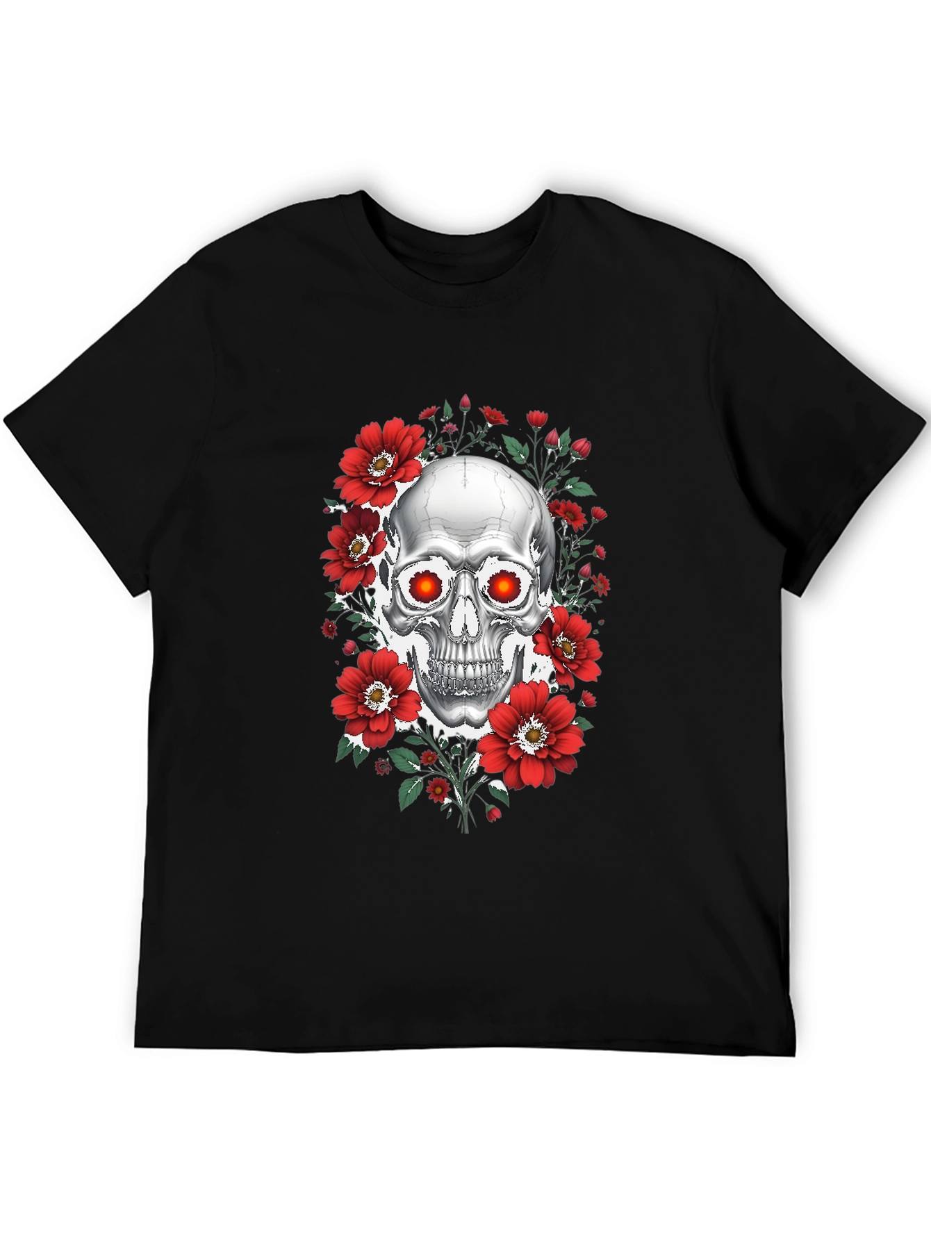 Skull & Roses Graphic T-Shirt - Dark Aesthetic