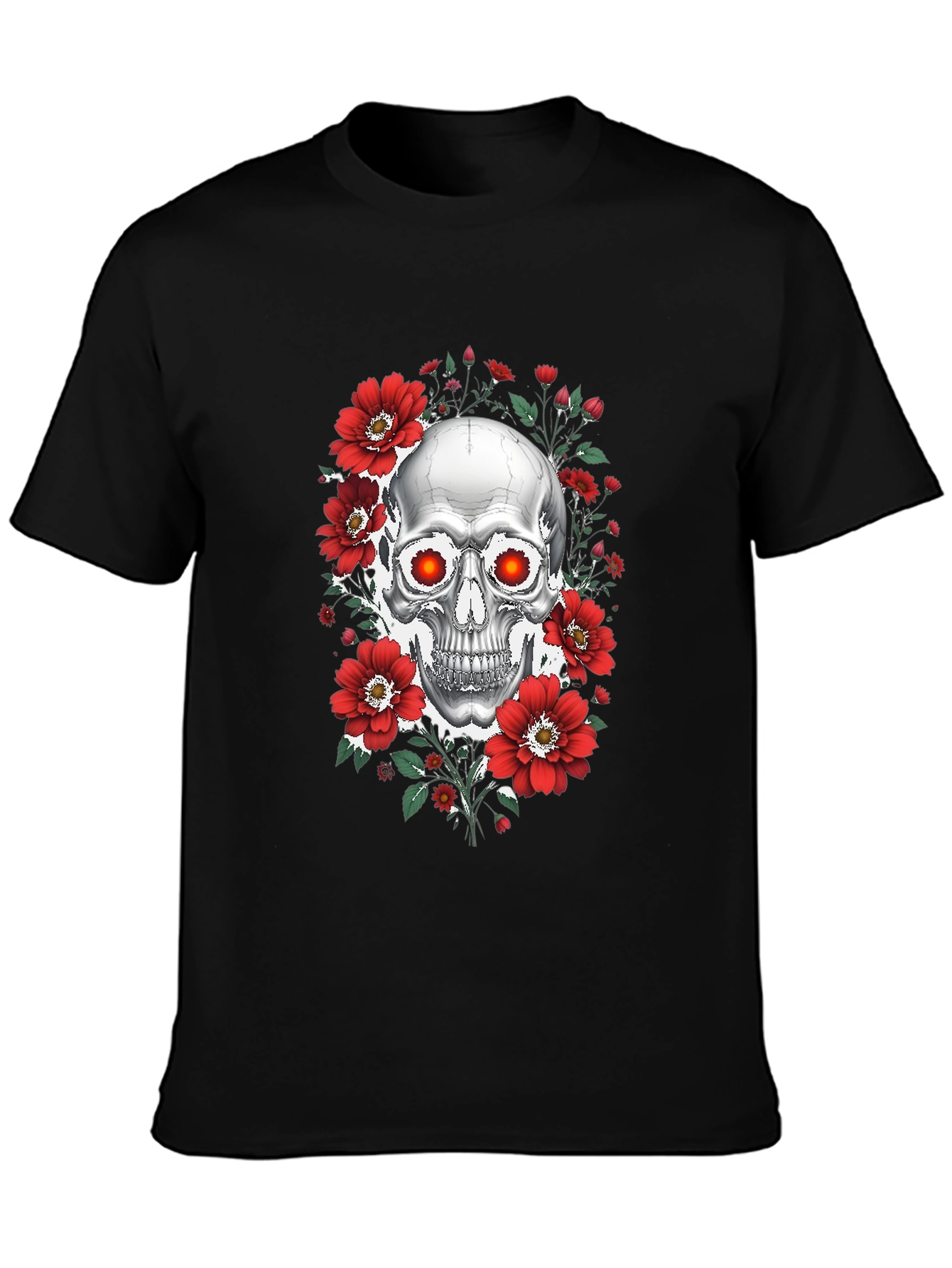 Skull & Roses Graphic T-Shirt - Dark Aesthetic