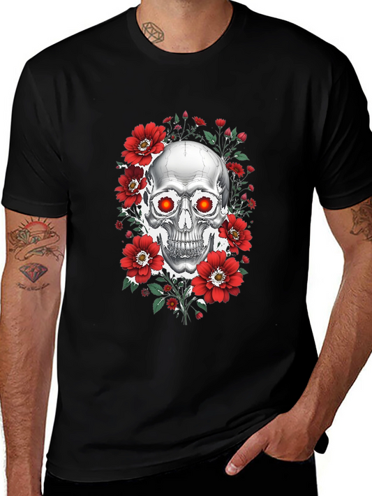 Skull & Roses Graphic T-Shirt - Dark Aesthetic
