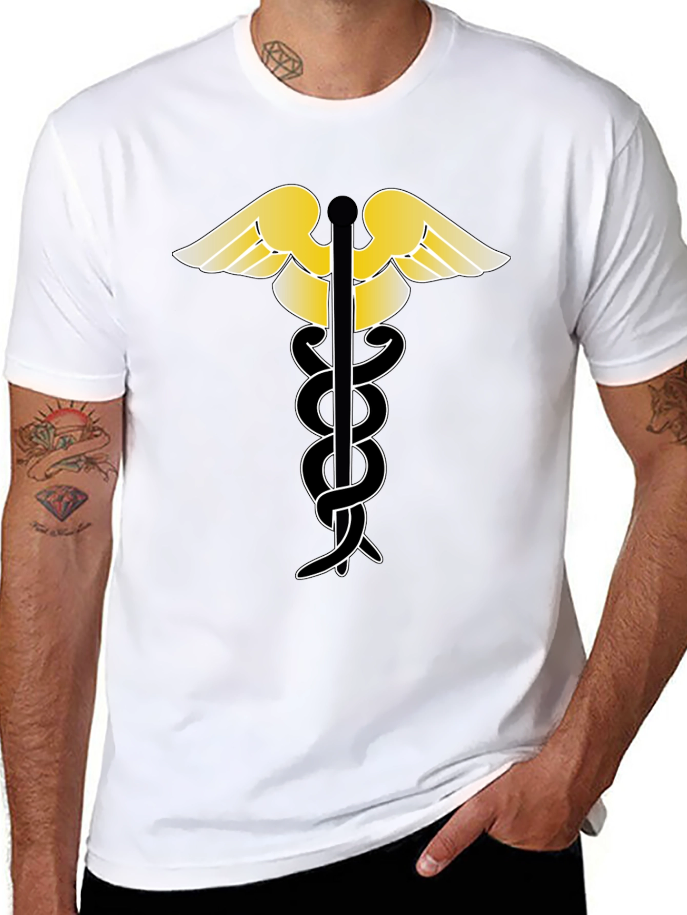 Caduceus Black T-Shirt - Medical Symbol Tee