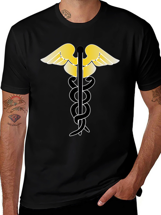 Caduceus Black T-Shirt - Medical Symbol Tee