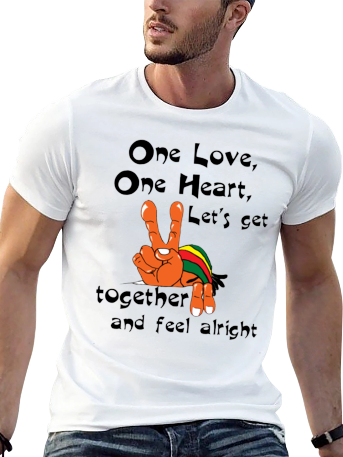 One Love Graphic Tee - Rasta Peace Shirt