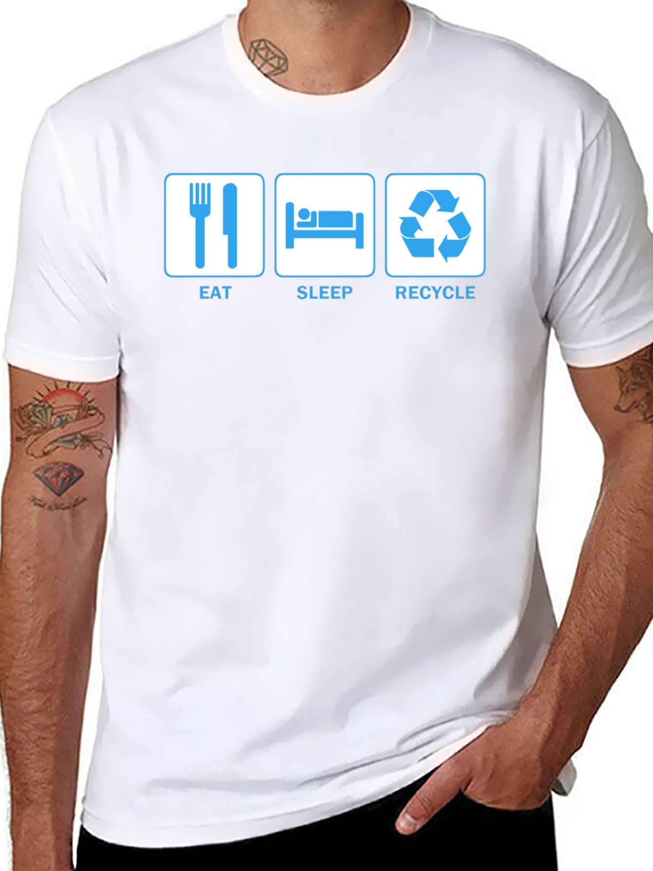 Eat Sleep Recycle T-Shirt - Funny Environmental Tee