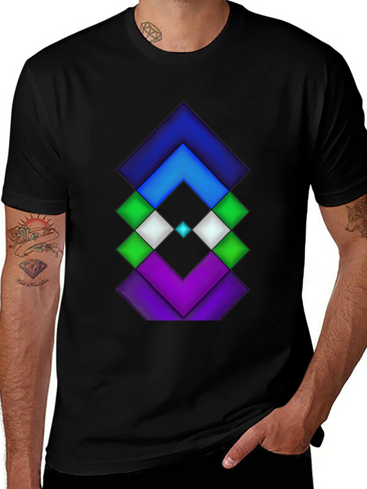 Geometric Diamond Design Black Tee