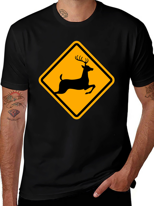 Deer Crossing Black T-Shirt - Wildlife Apparel