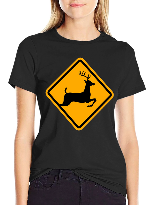 Deer Crossing Black T-Shirt - Wildlife Apparel