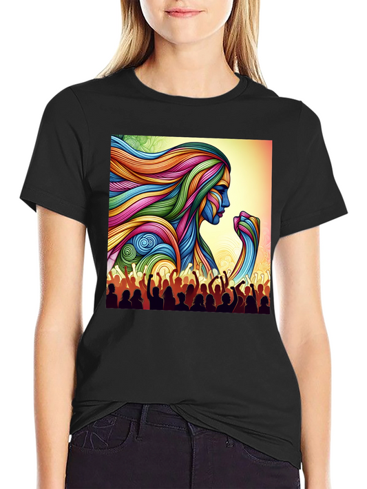Empowered Woman Graphic Tee - Vibrant Art Design