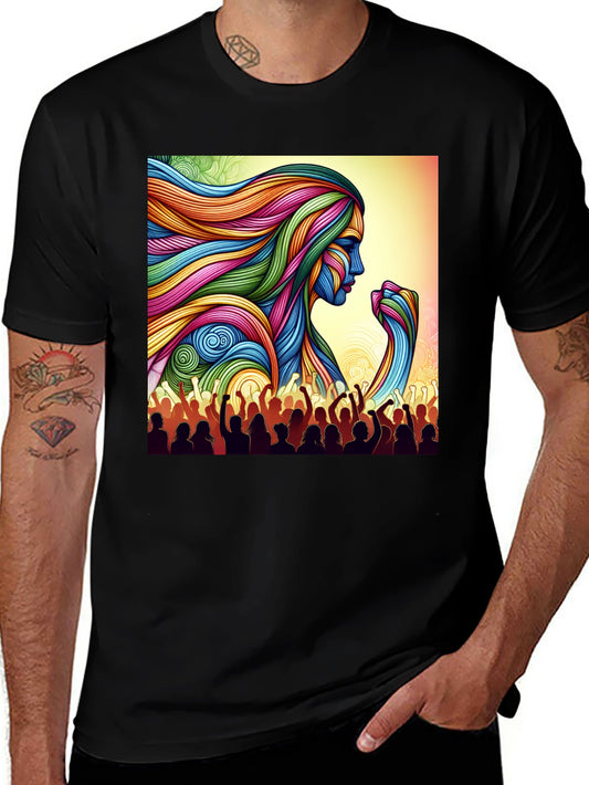 Empowered Woman Graphic Tee - Vibrant Art Design