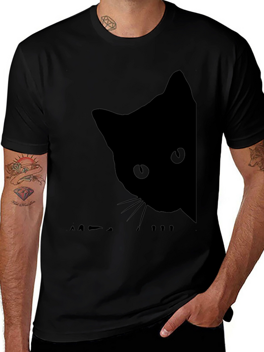 Black Cat Peek T-Shirt - Soft Cotton Blend