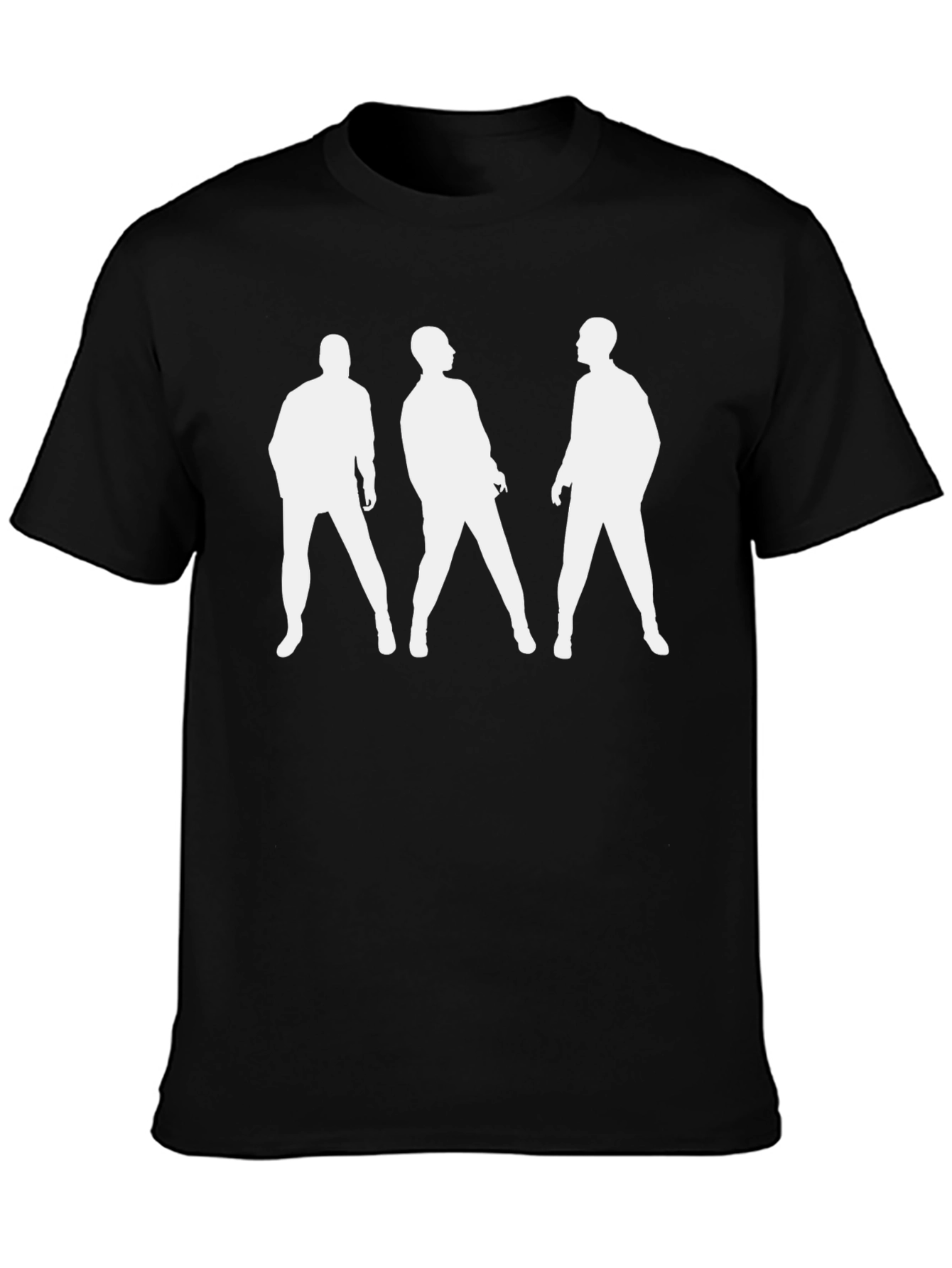 Mens Black T-Shirt with White Silhouettes