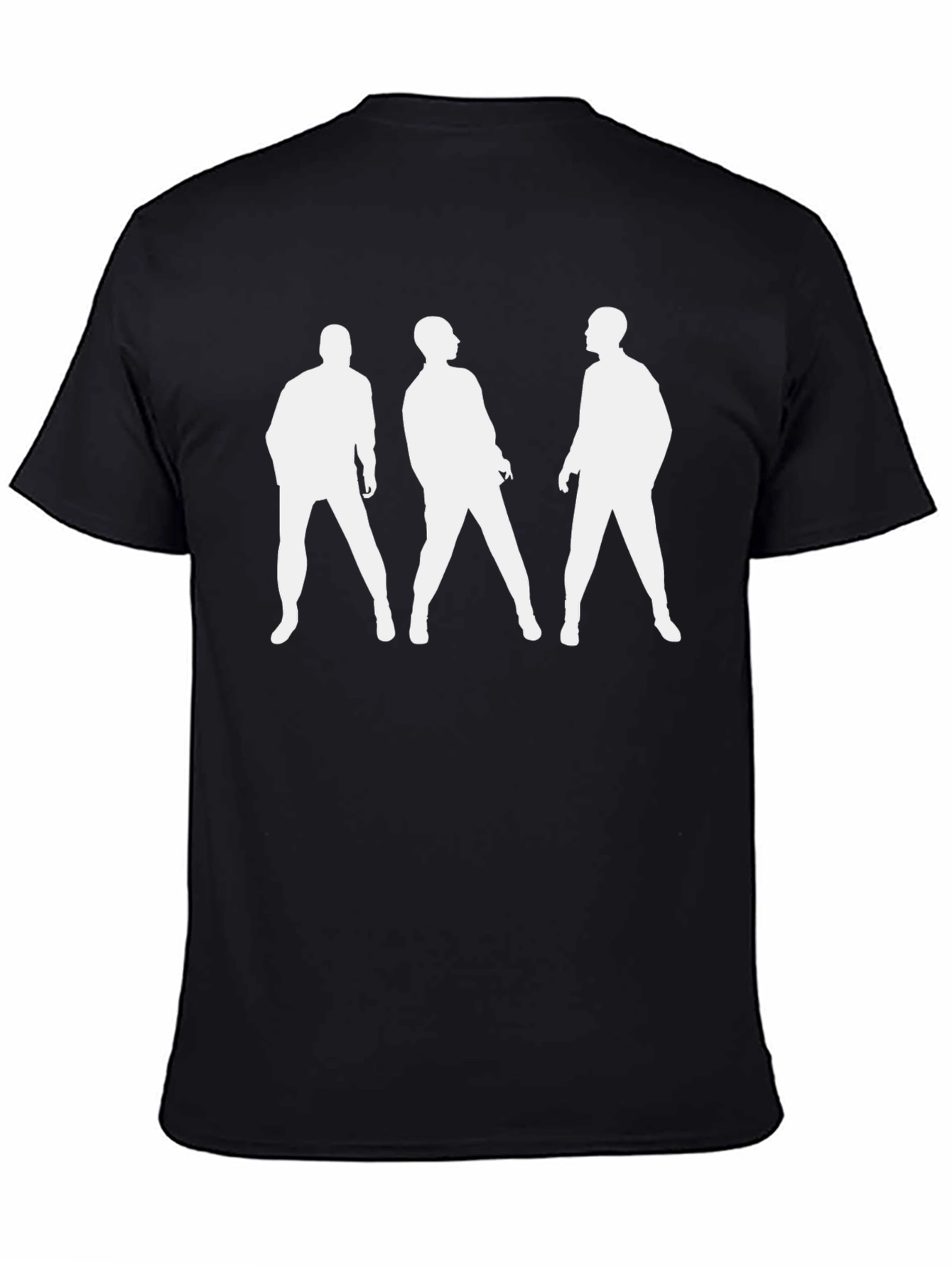 Mens Black T-Shirt with White Silhouettes