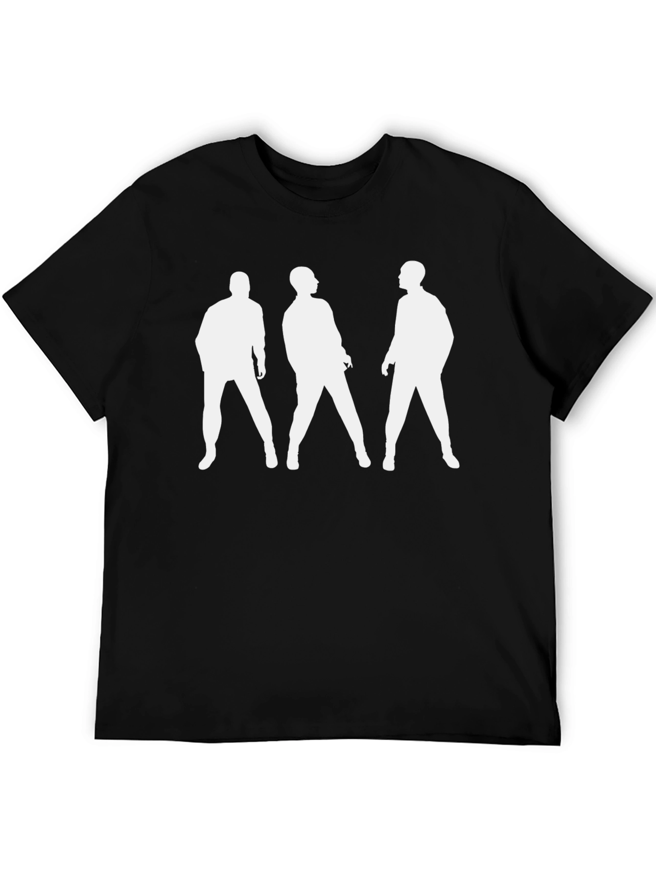 Mens Black T-Shirt with White Silhouettes
