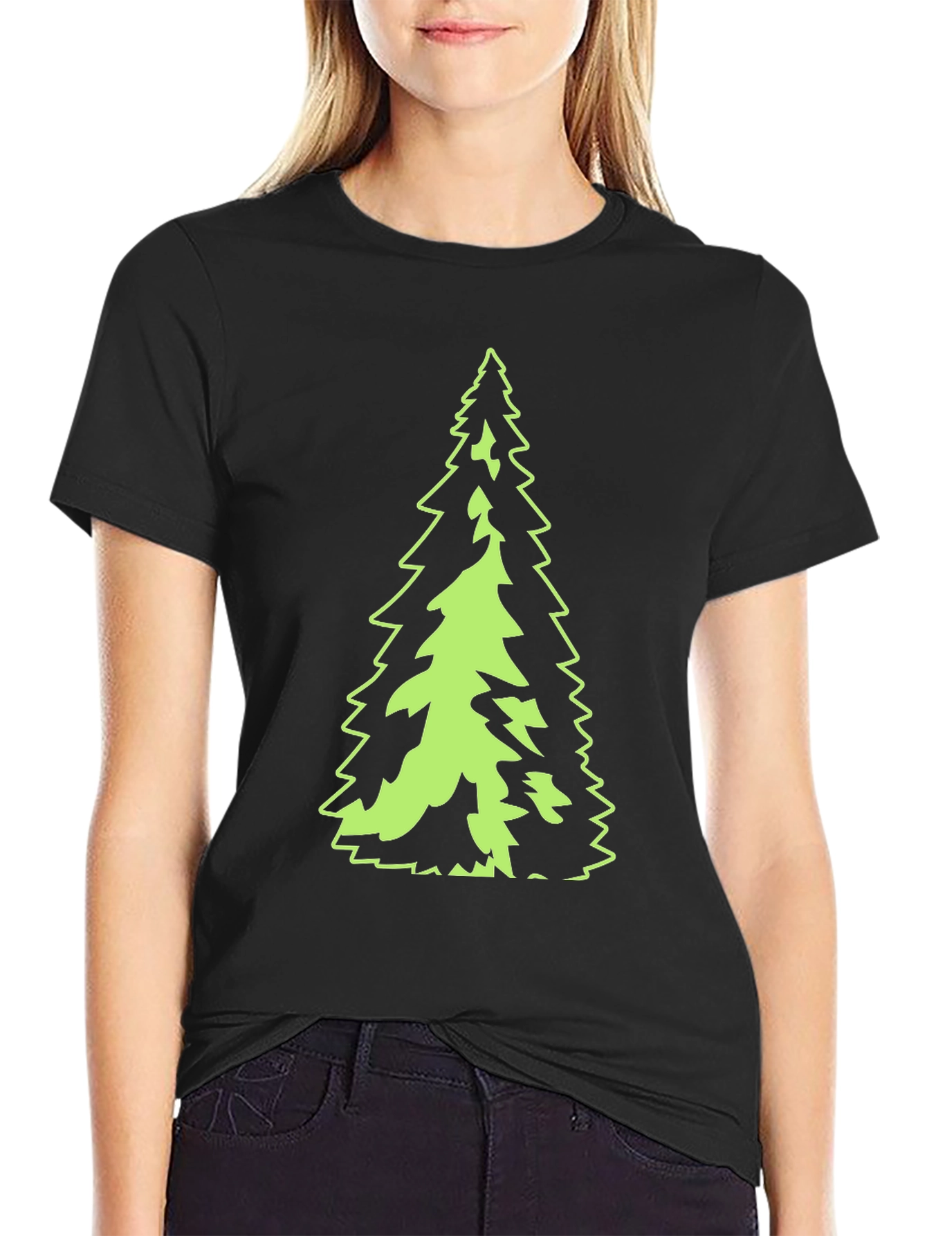 Evergreen Tree Graphic Black T-Shirt