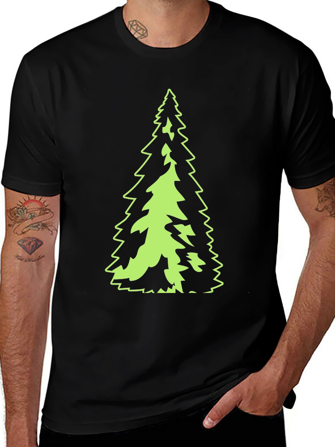 Evergreen Tree Graphic Black T-Shirt