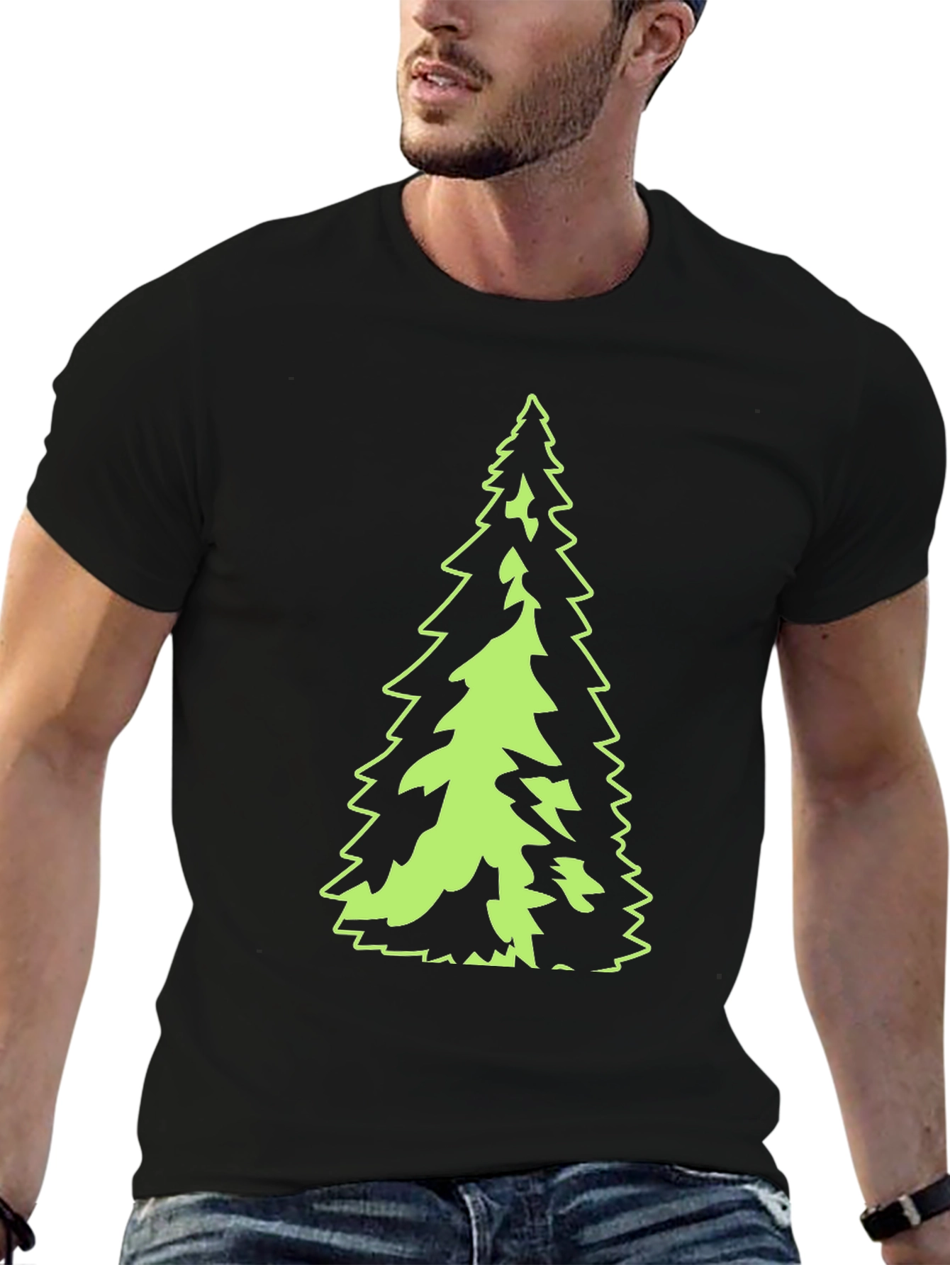 Evergreen Tree Graphic Black T-Shirt