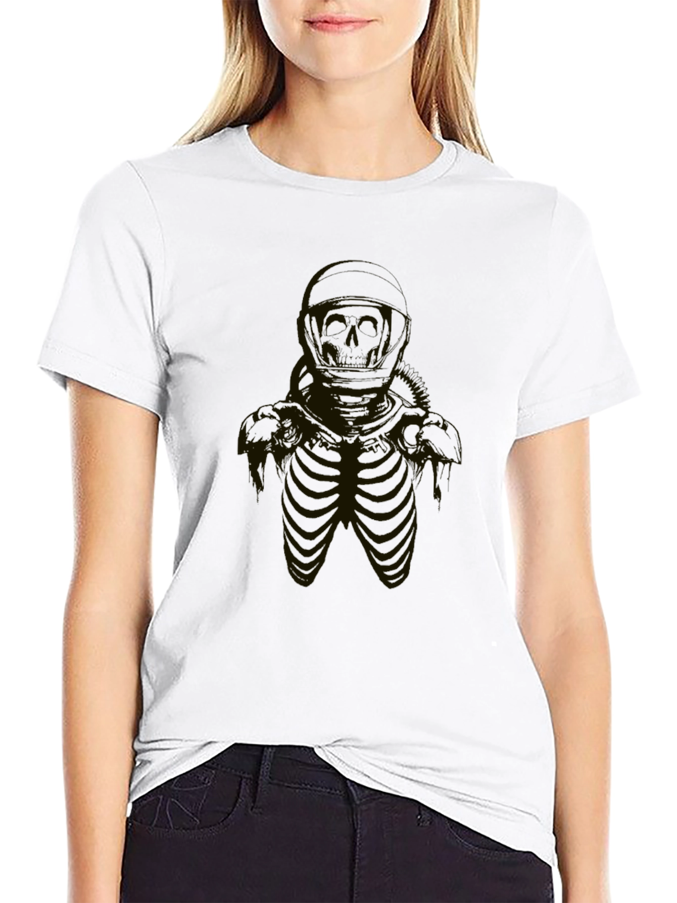 Astronaut Skeleton Graphic Tee - Black