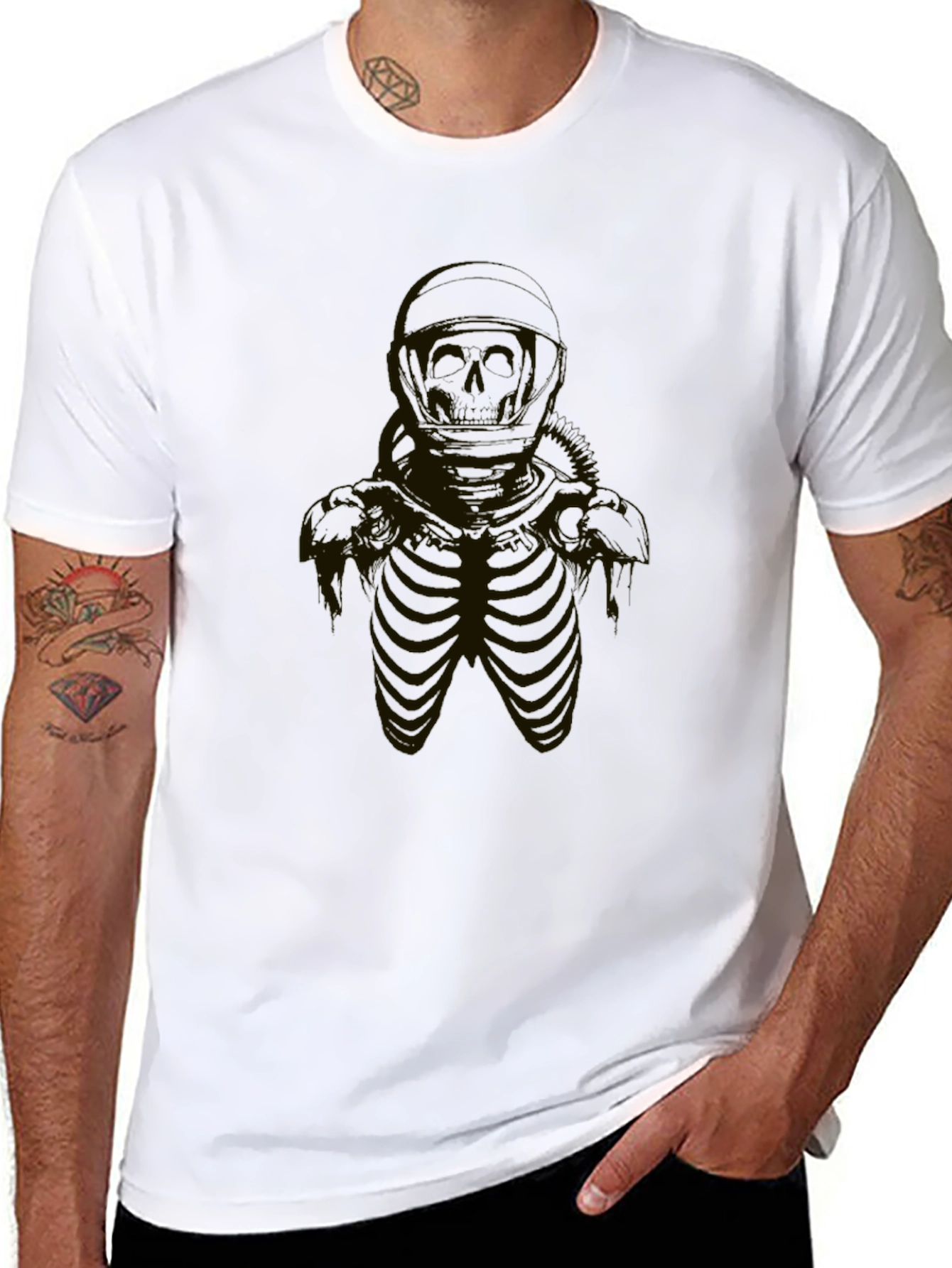 Astronaut Skeleton Graphic Tee - Black