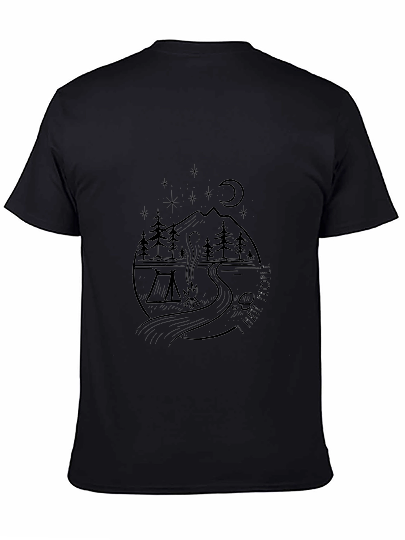 Nature Graphic Black Tee - Camping Adventure Shirt
