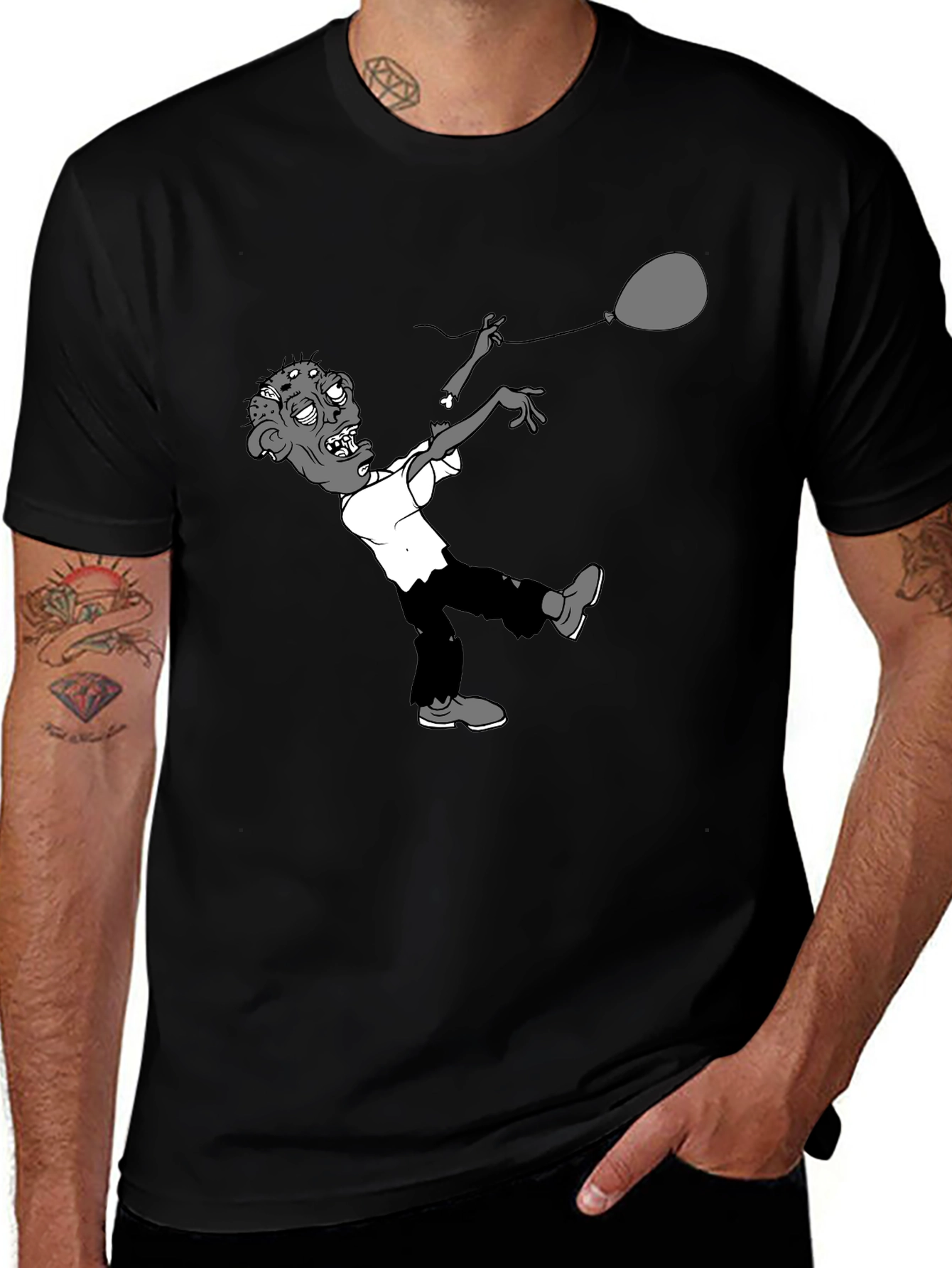 Zombie Balloon Graphic Tee - Black T-Shirt